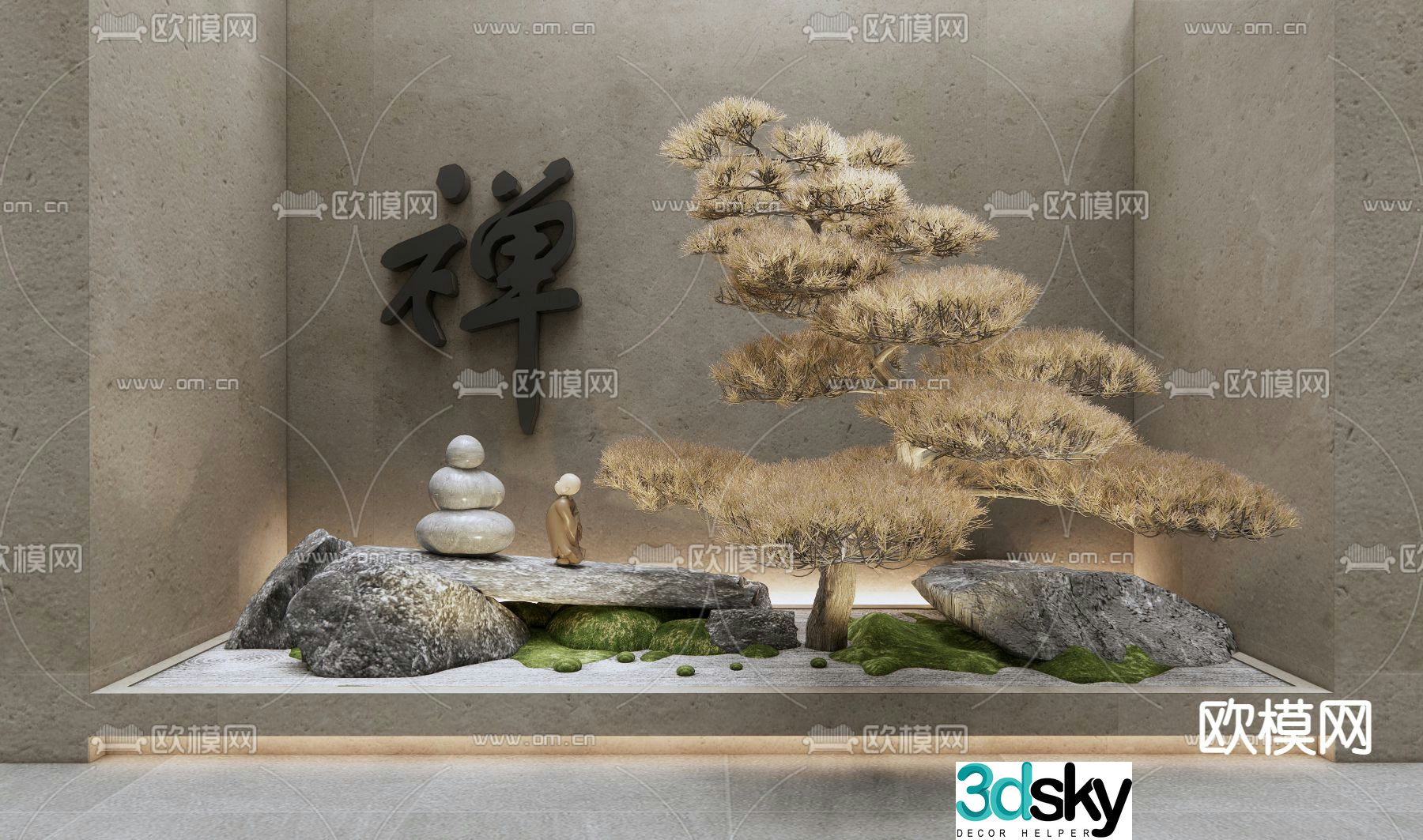 New Chinese style pine garden sketch 3d model