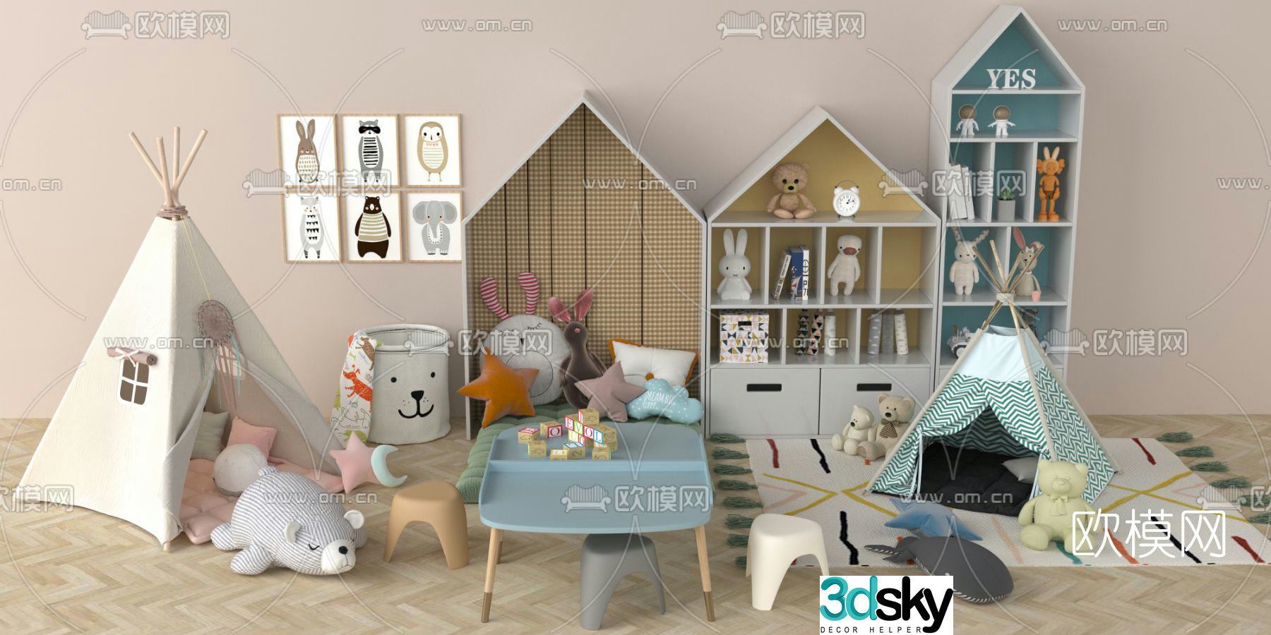 Nordic children’s toy room hood 3d model