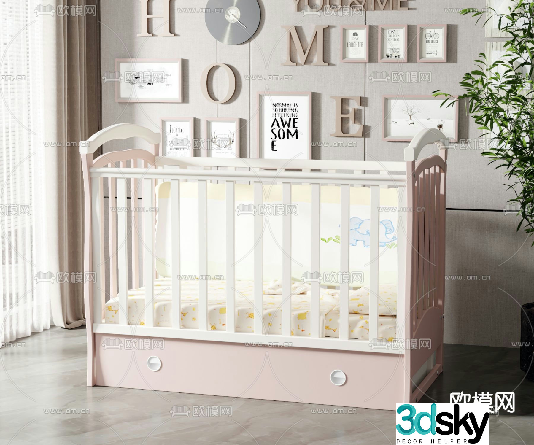 Modern crib 3d model