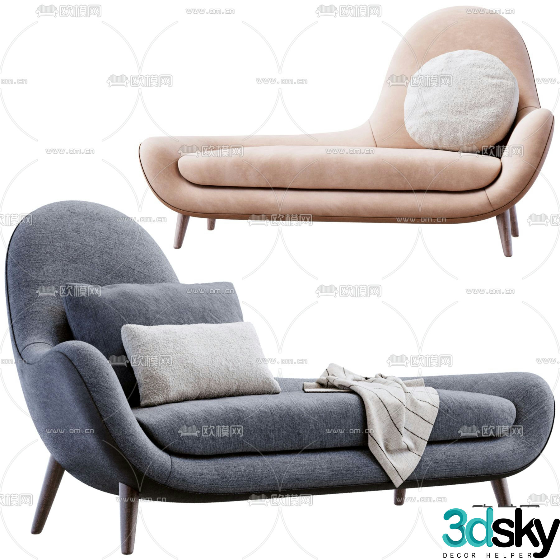 poliform chaise longue beauty couch 3d model