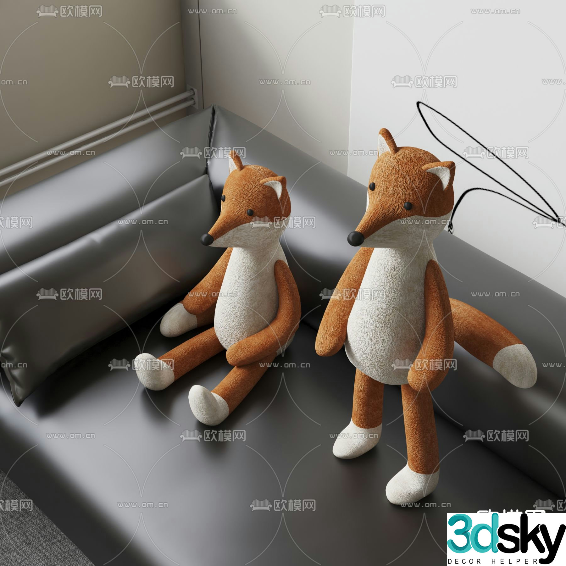 Little fox pillow animal doll 3d model