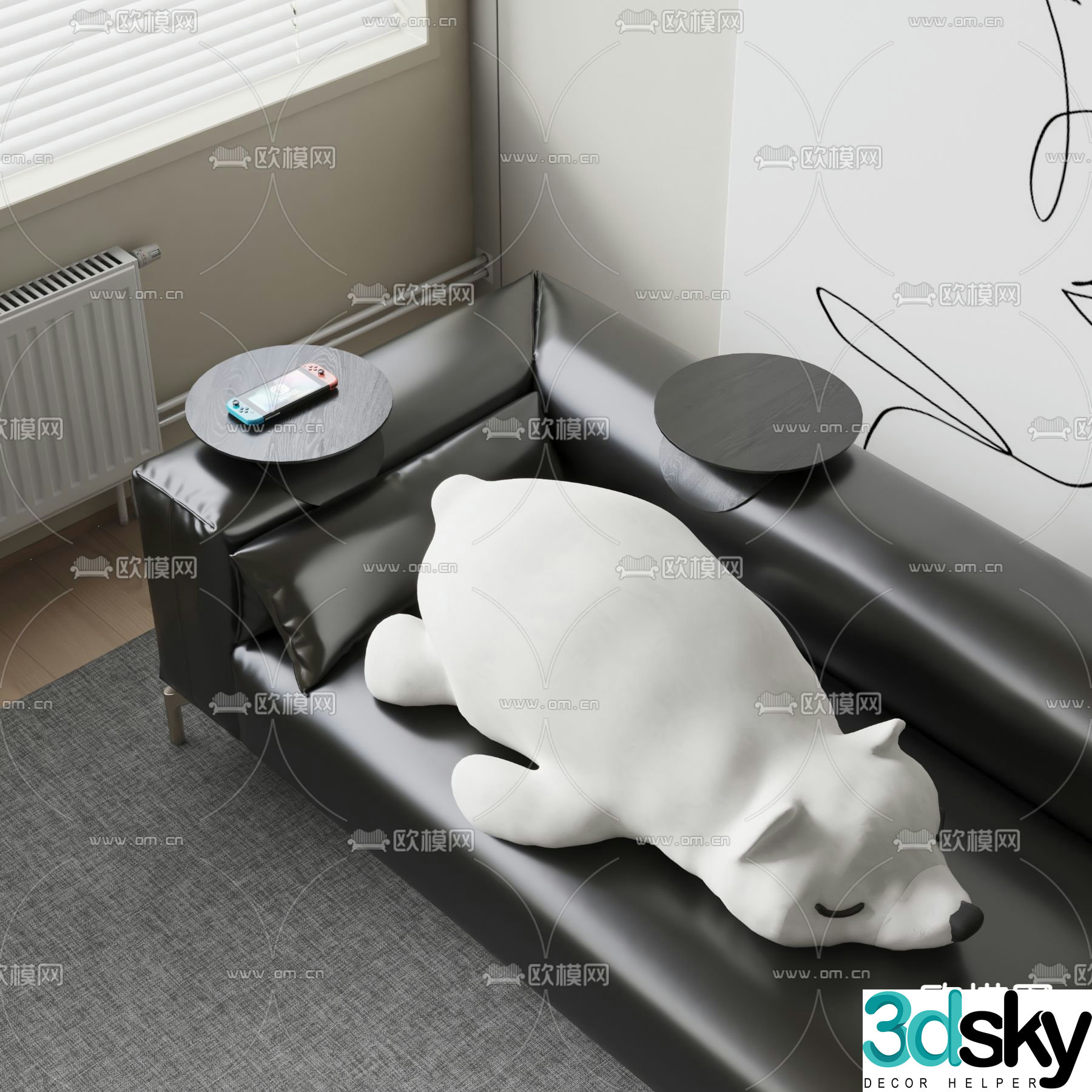 Polar bear pillow cartoon pillow 3d model