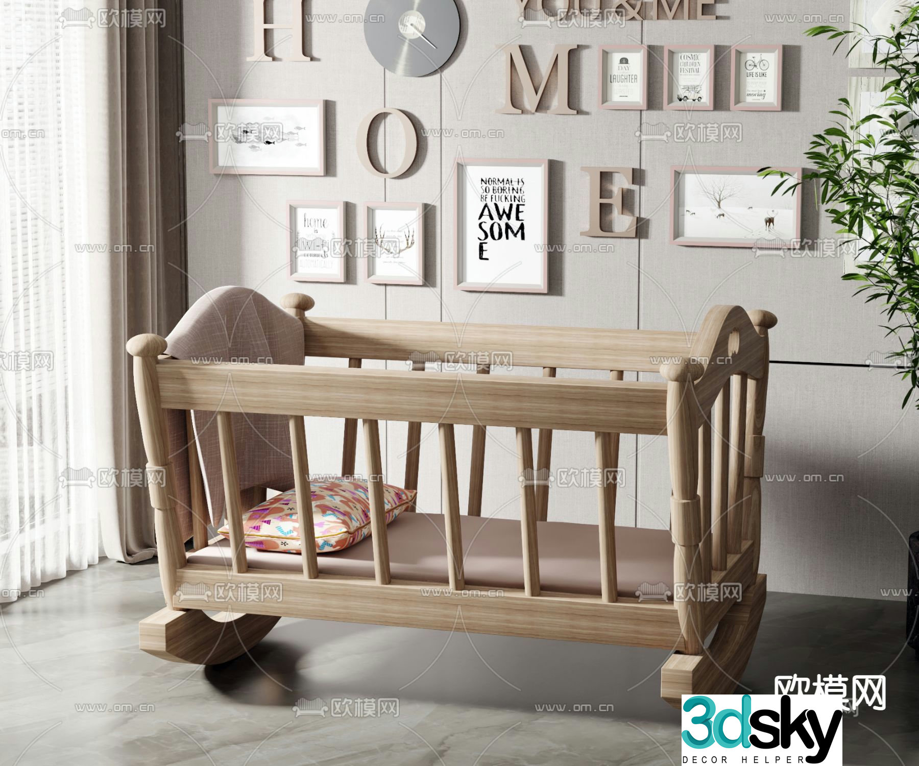 Modern crib 3d model