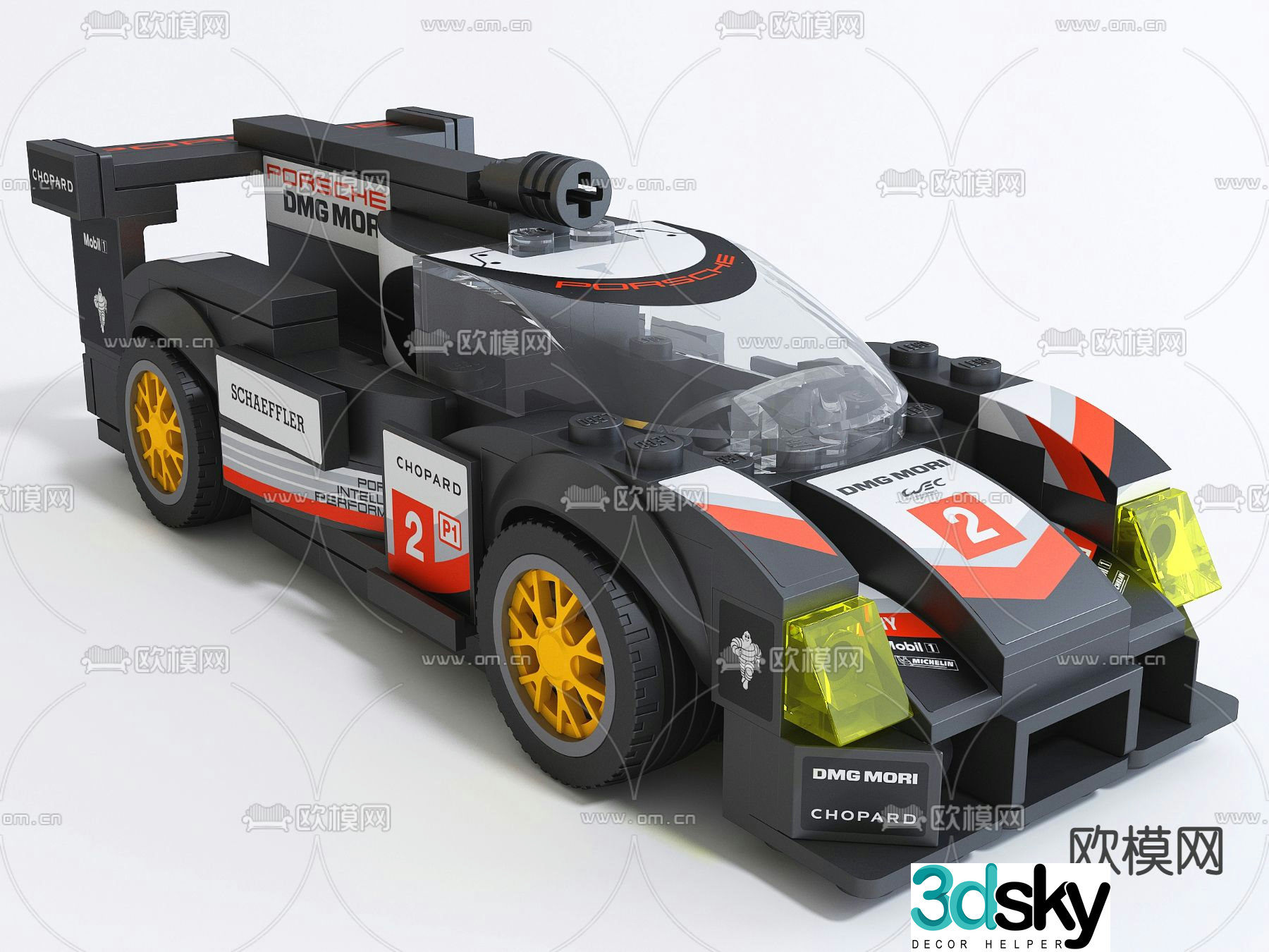 Toy sports car building blocks Lego decorative ornaments 3D model
