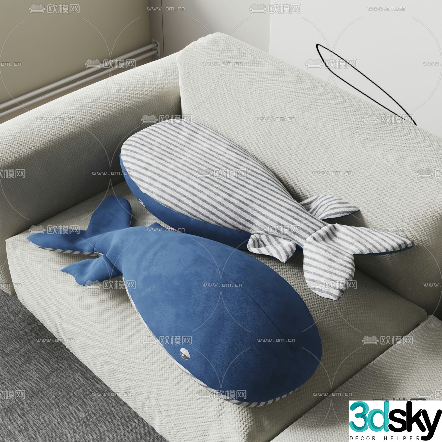Whale pillow animal doll 3d model