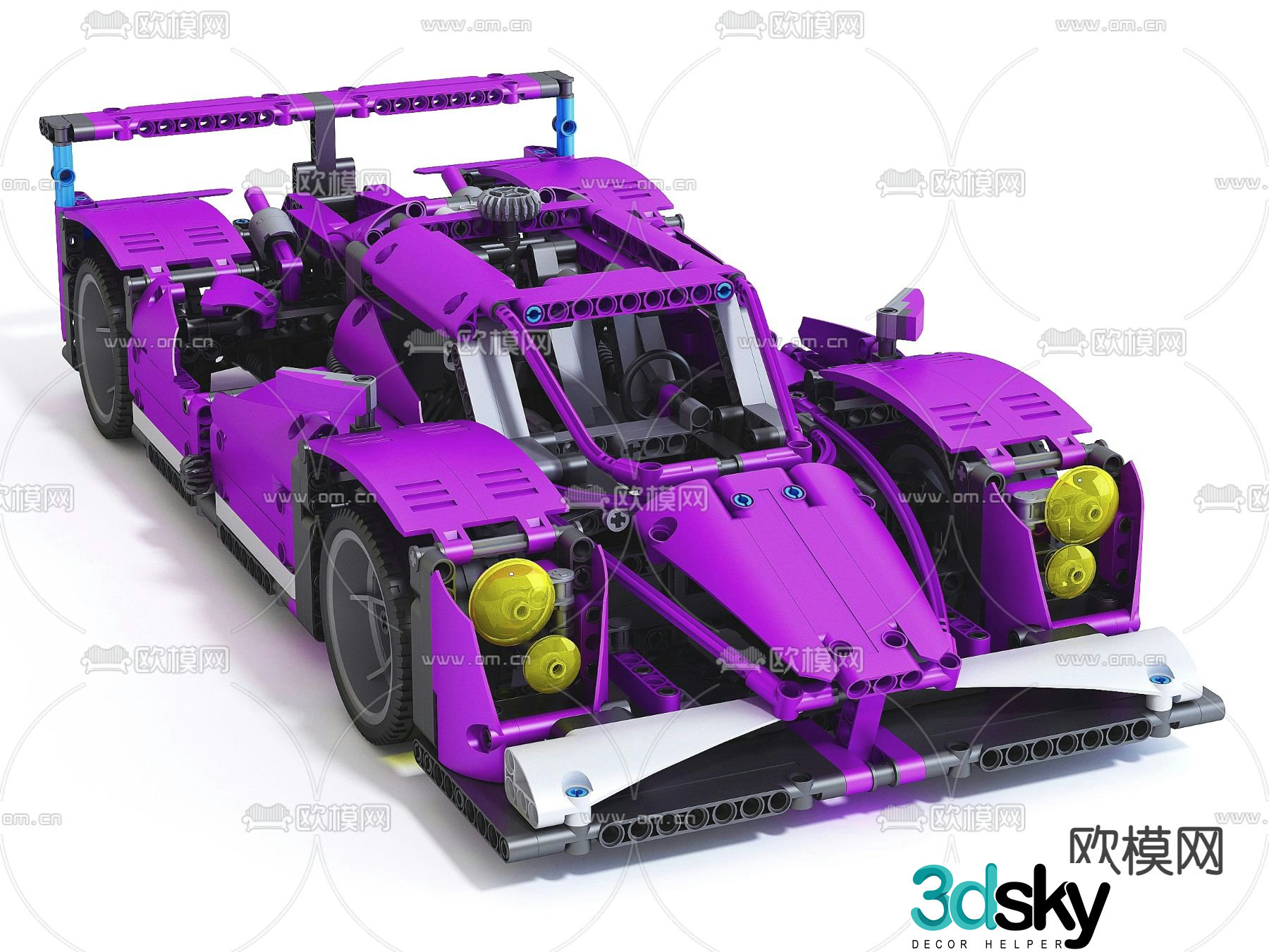 Building block sports car toy 3d model