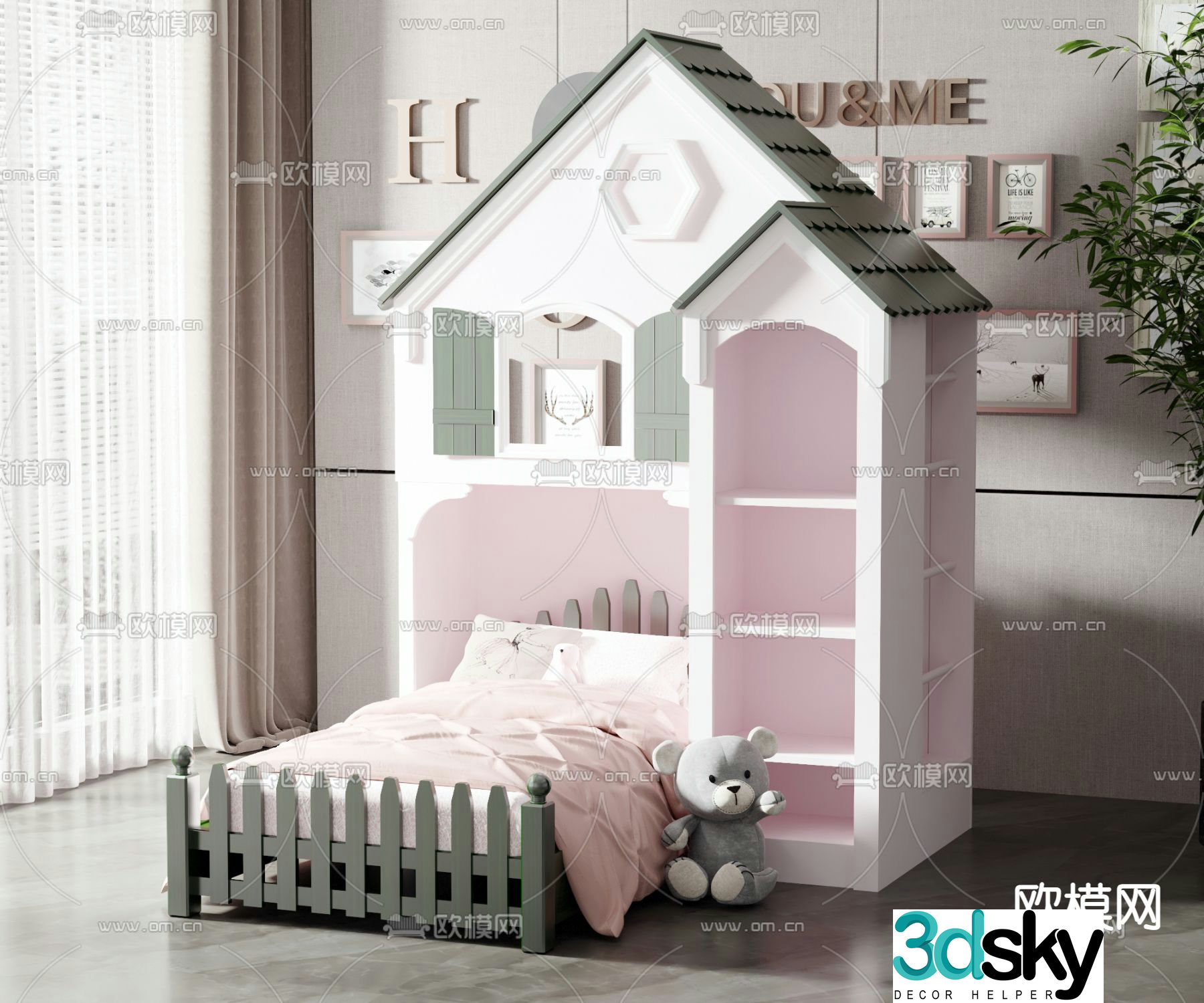 Modern children’s bed room bed 3d model