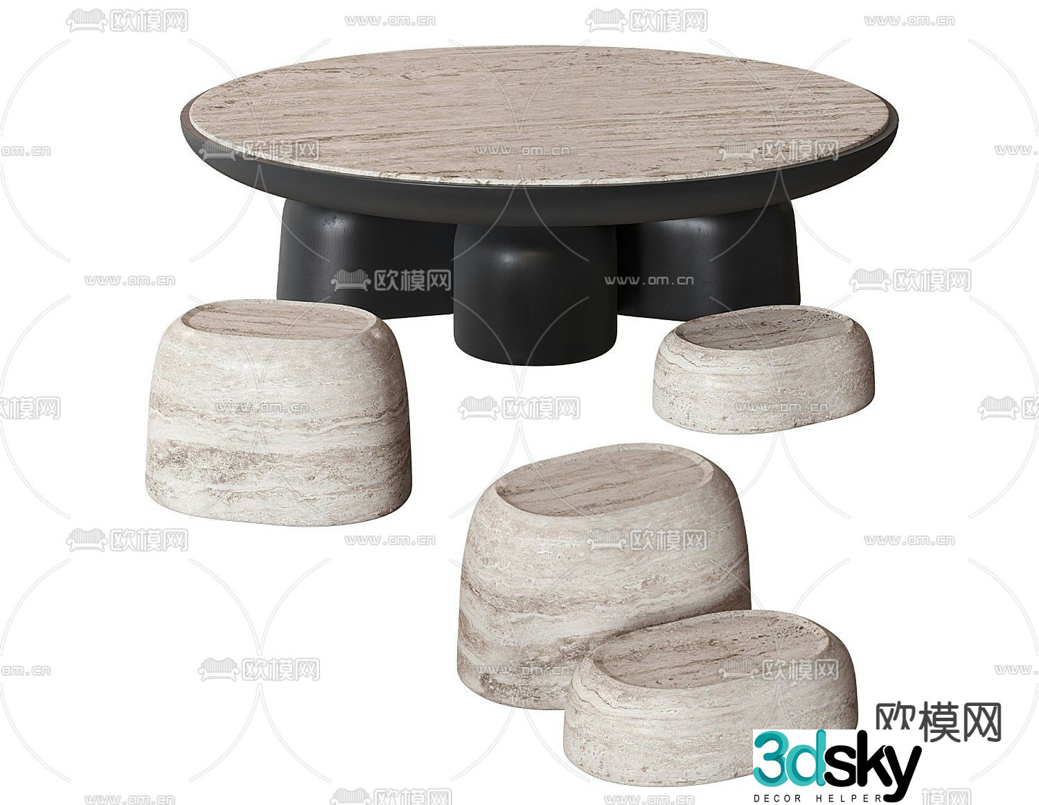 B&B Italia modern round coffee table 3d model