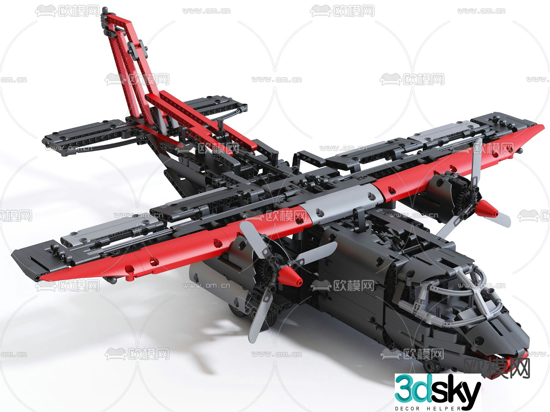 Building block airplane toy 3d model