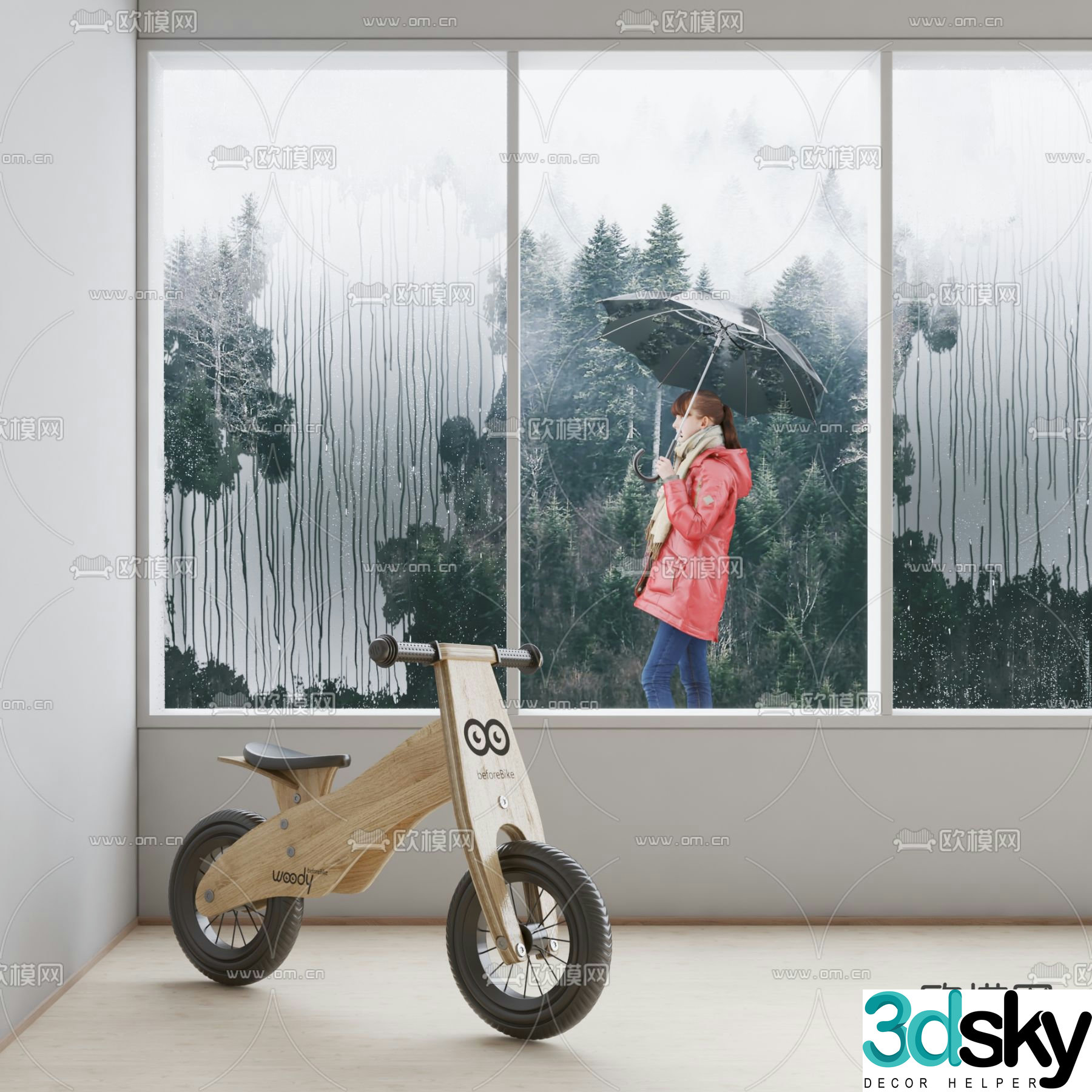 Children’s balance bike bicycle scooter 3d model