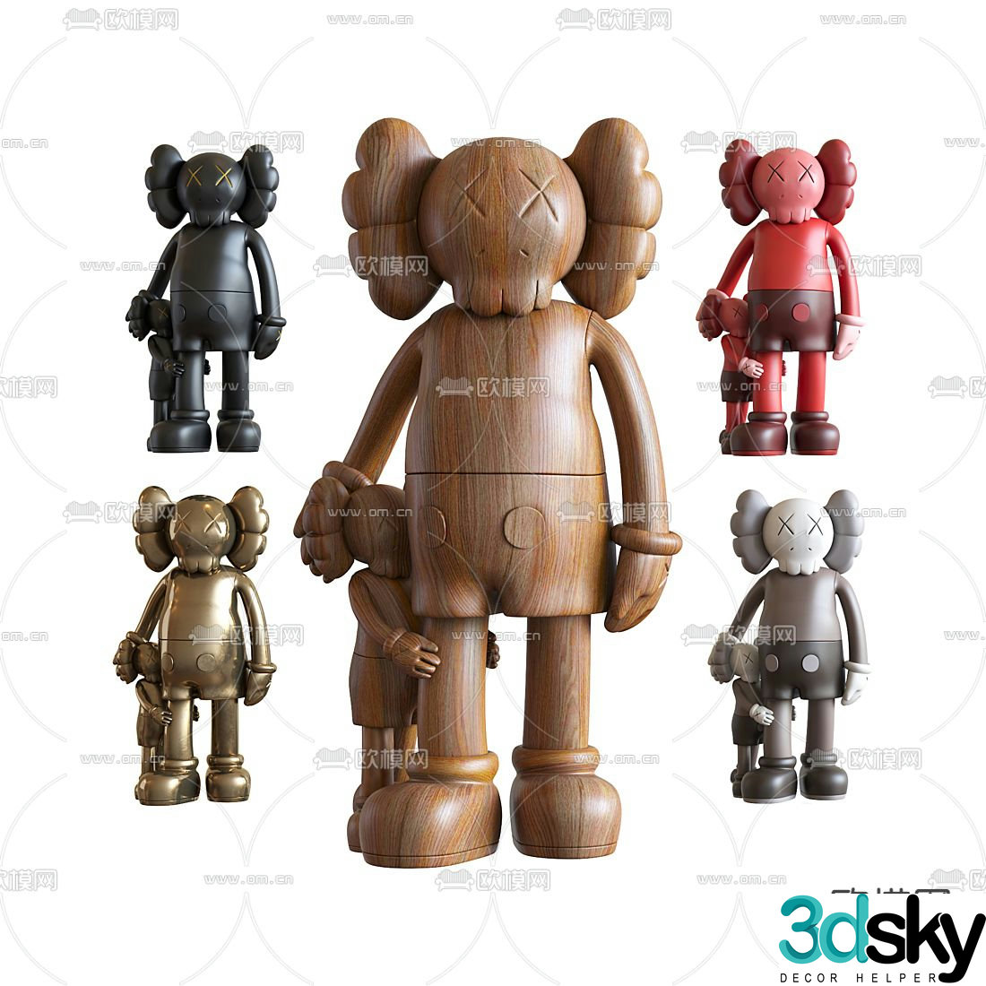 kaws trend sculpture ornaments 3D model