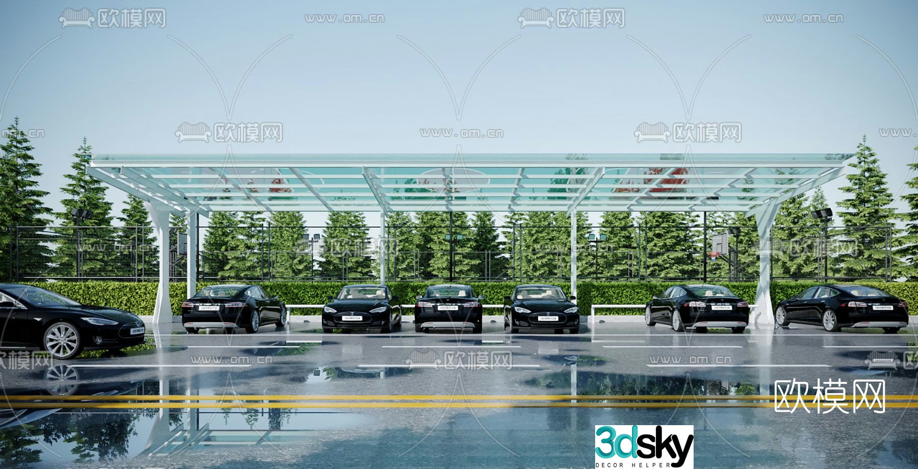 Modern carport 3d model
