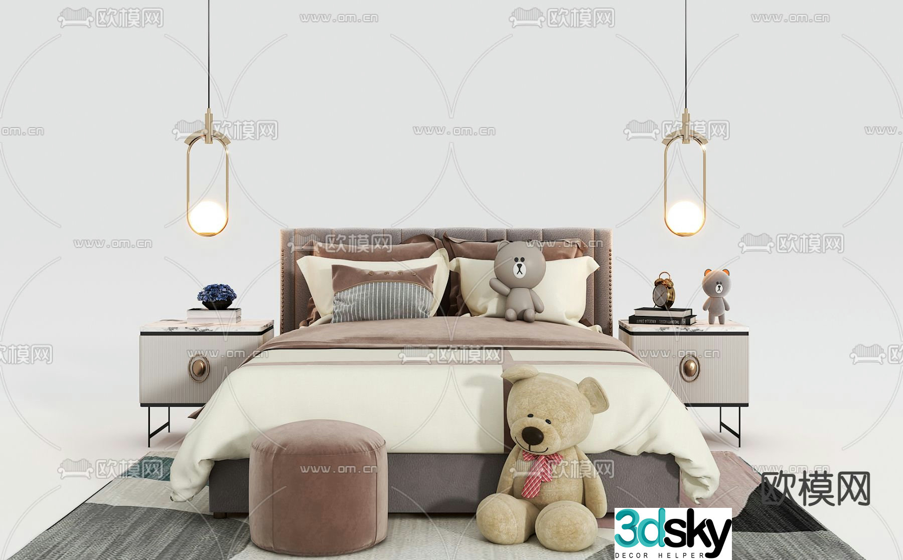 Modern children’s double bed 3d model
