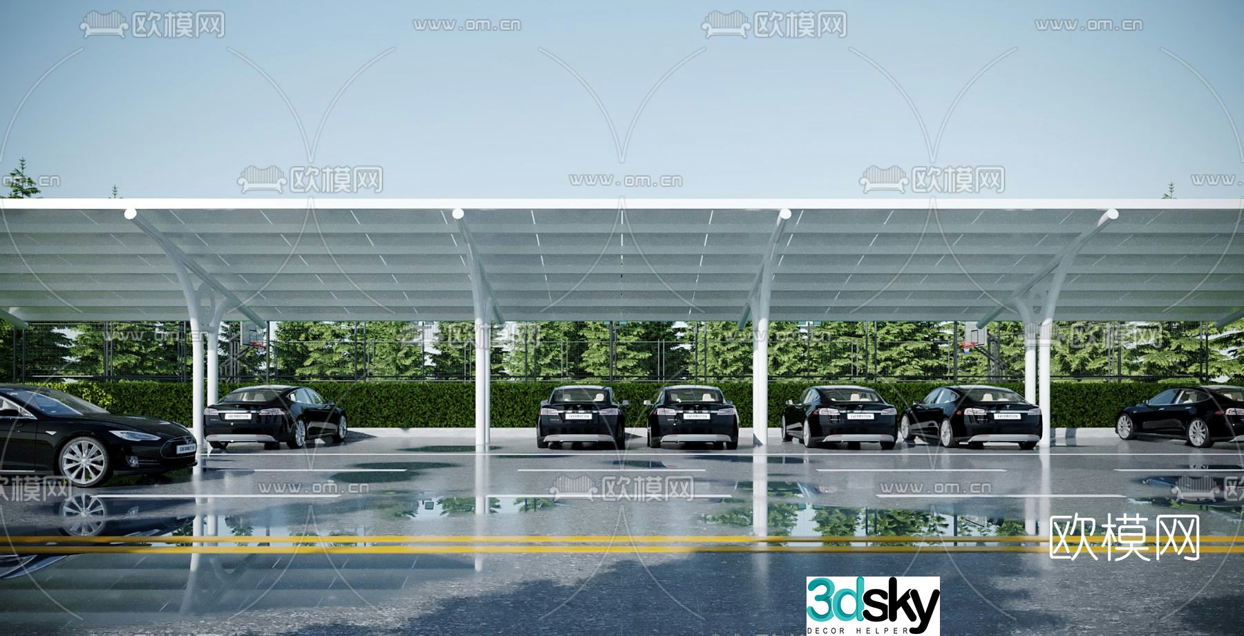 Modern carport 3d model