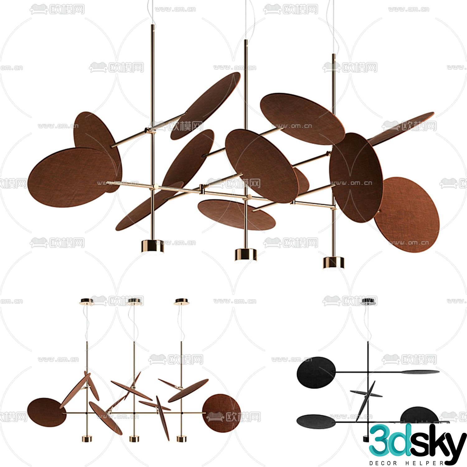 Minotti disc chandelier decorative chandelier 3d model