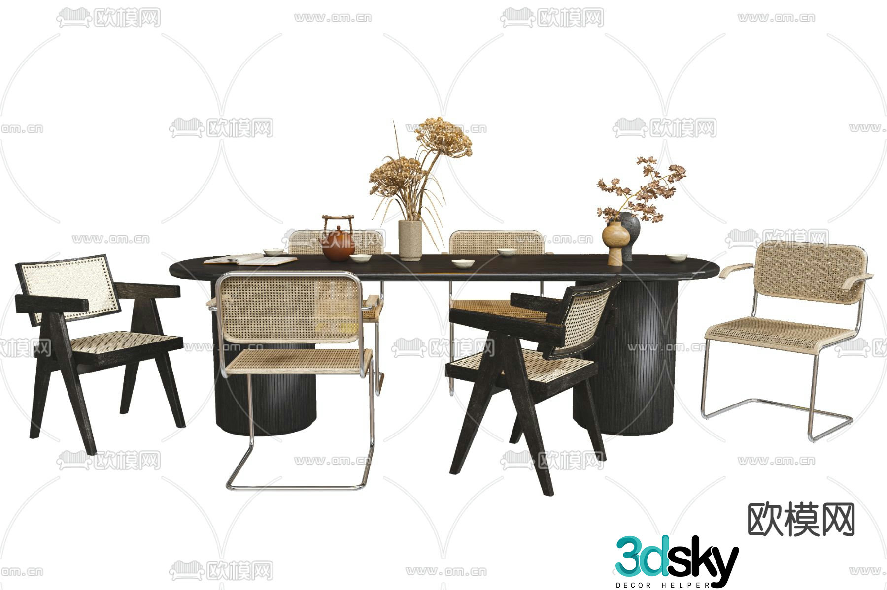 MISSANA wabi-sabi dining table and chairs 3d model
