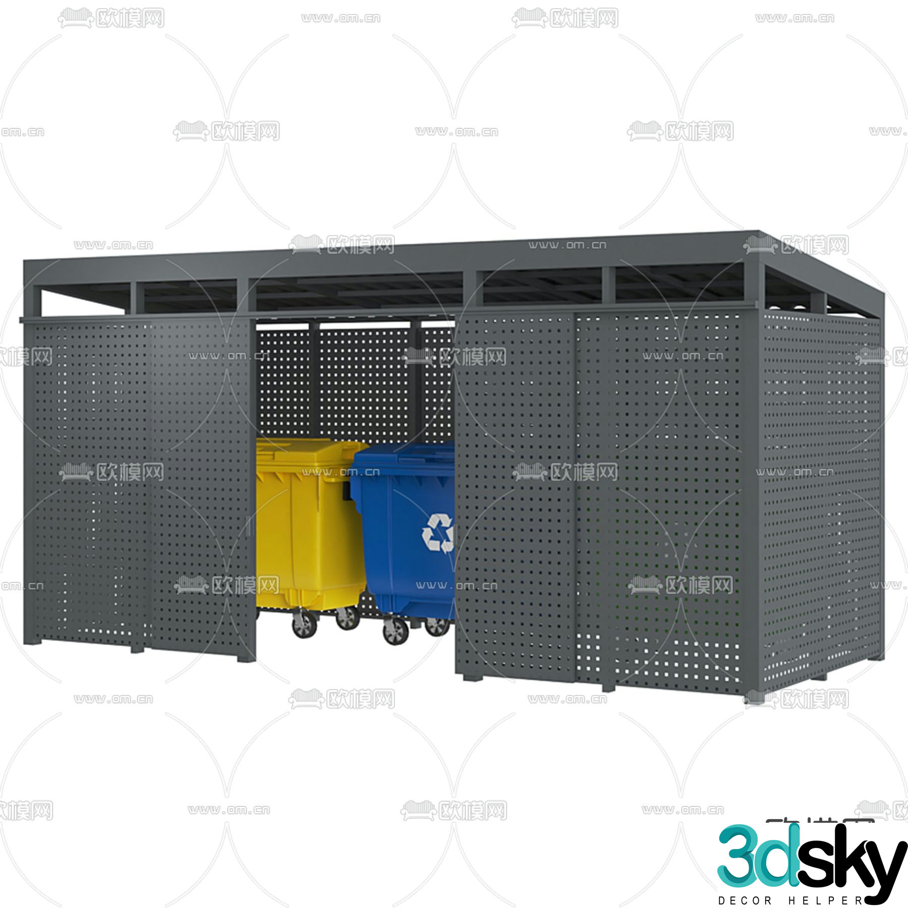 Trash can metal box 3d model