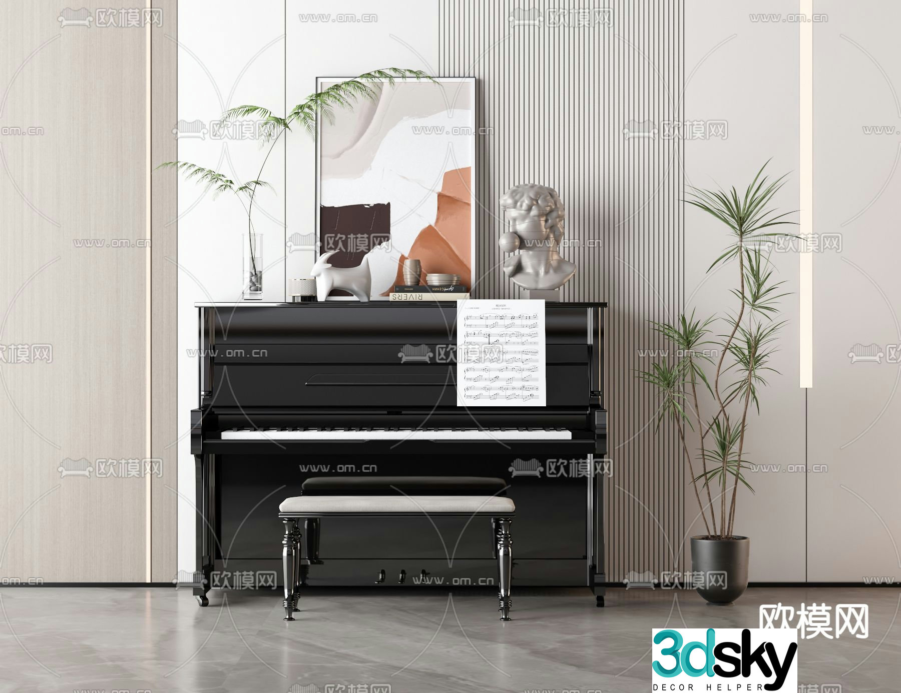 black piano 3d model
