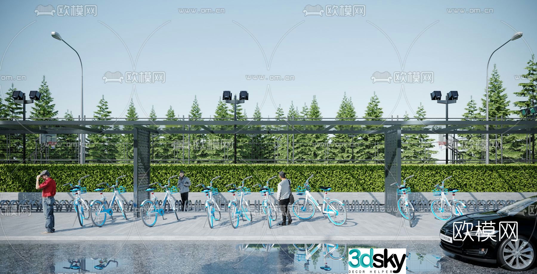 Modern bicycle shed 3d model