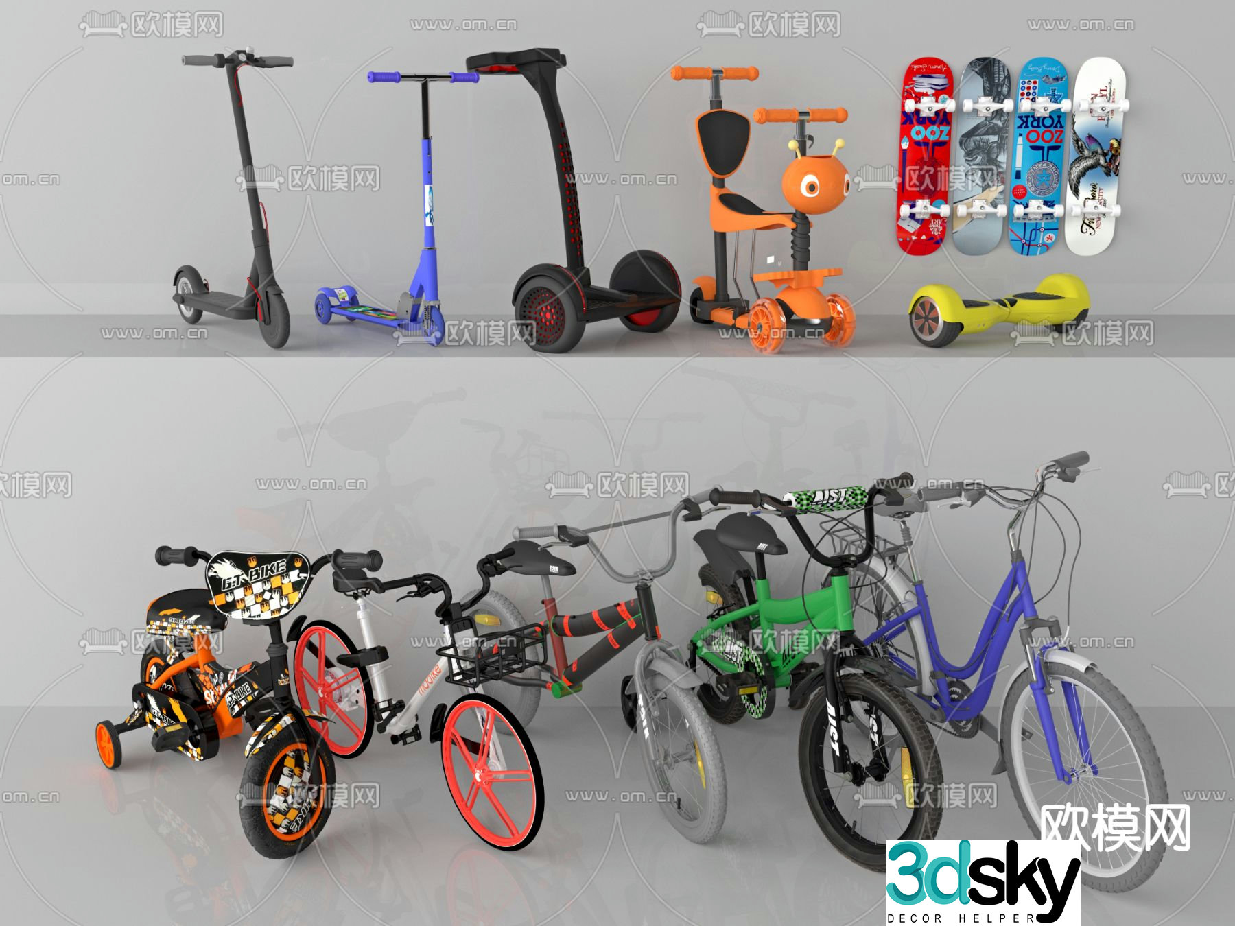 Children’s bicycle scooter balance car 3d model