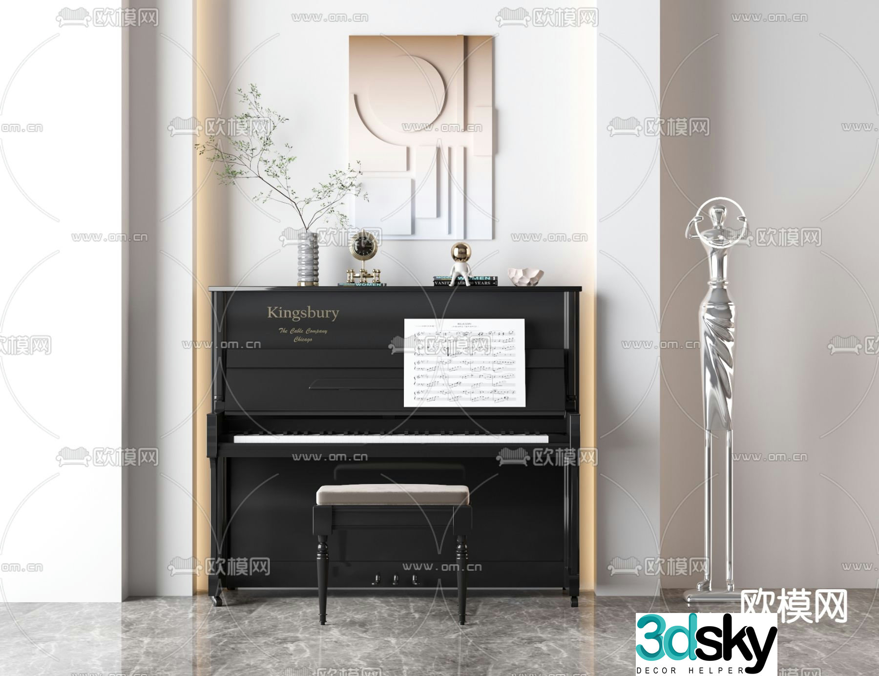 black piano 3d model