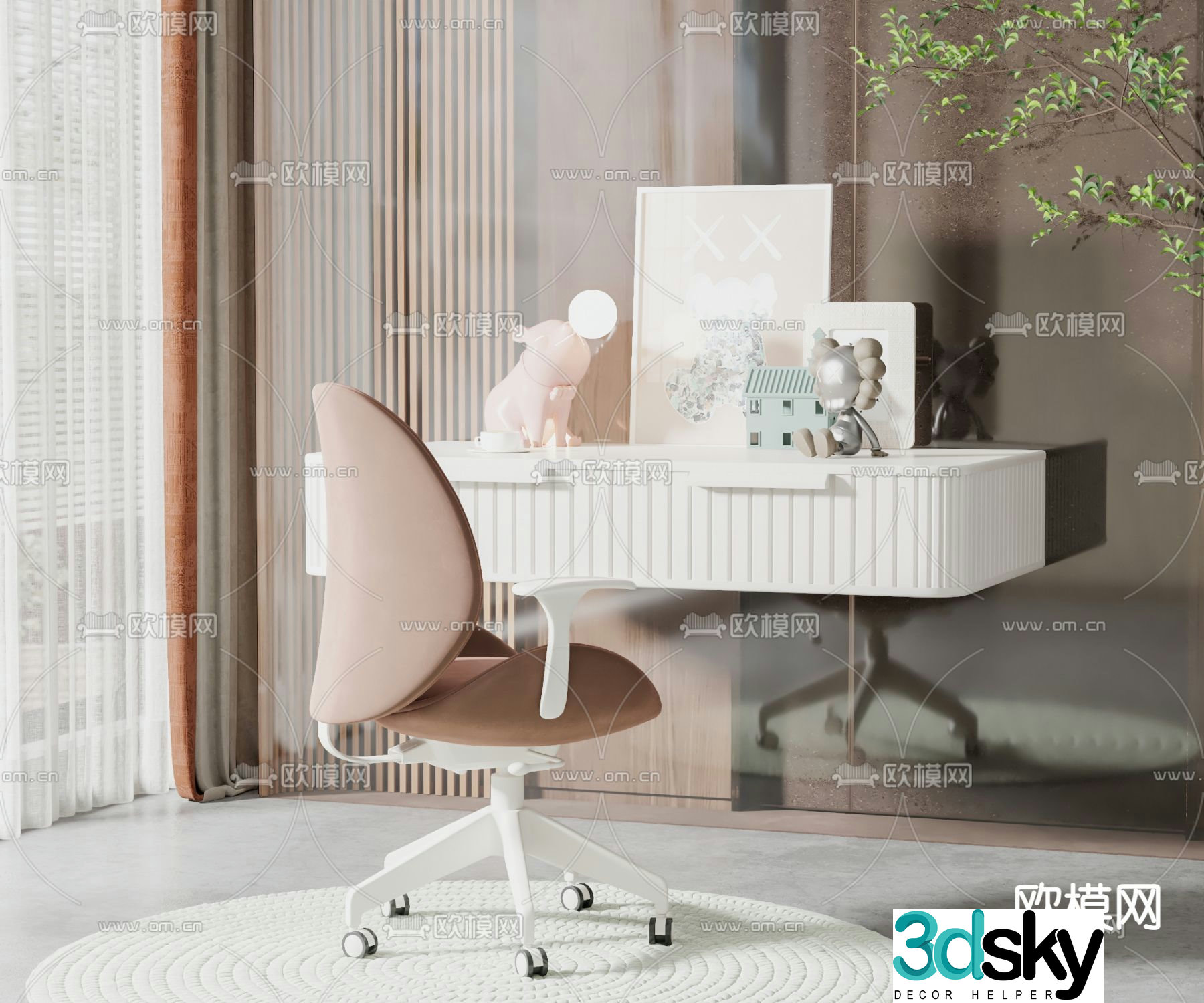 Modern children’s desk chair 3d model