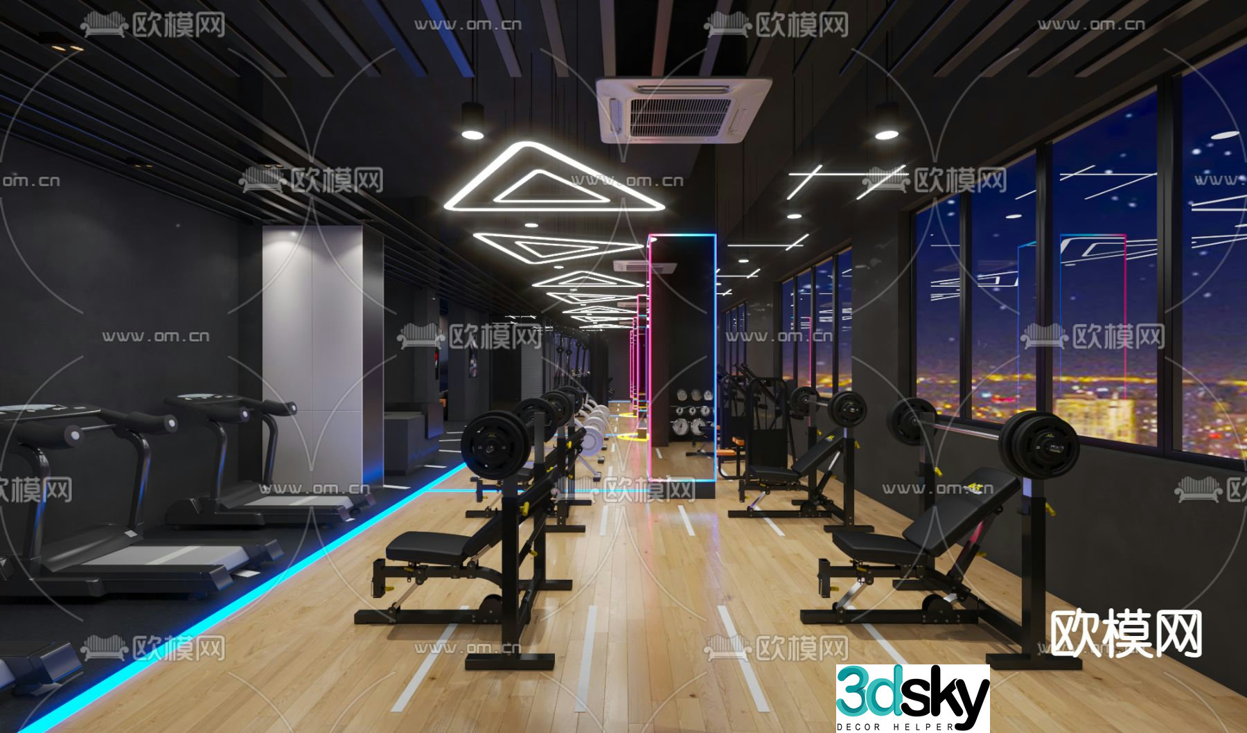 Industrial style gym 3d model