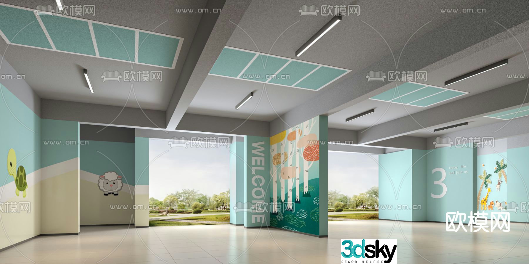 3D model of children’s overhead layer in modern public areas