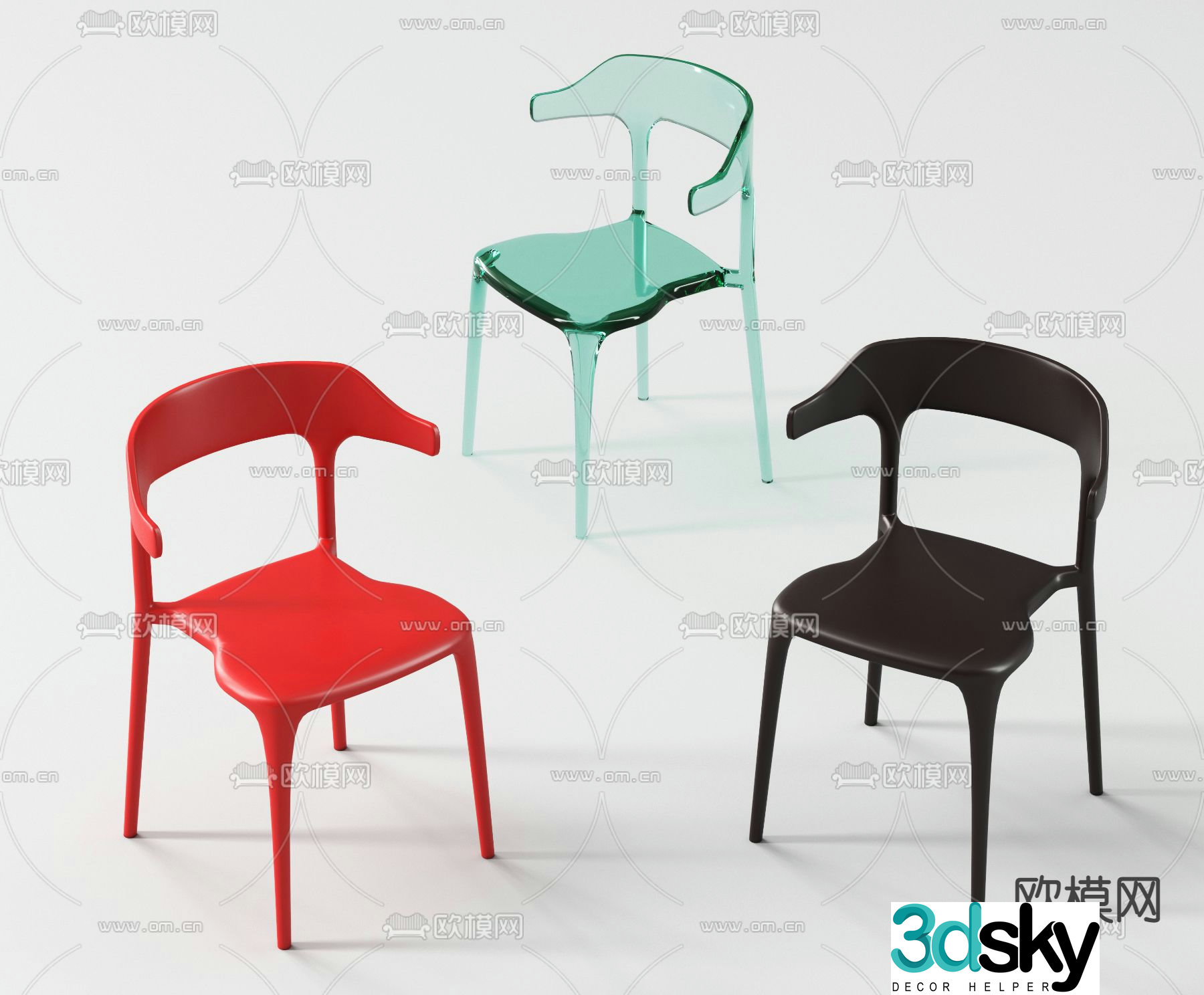 Cassina acrylic single chair dining chair 3d model