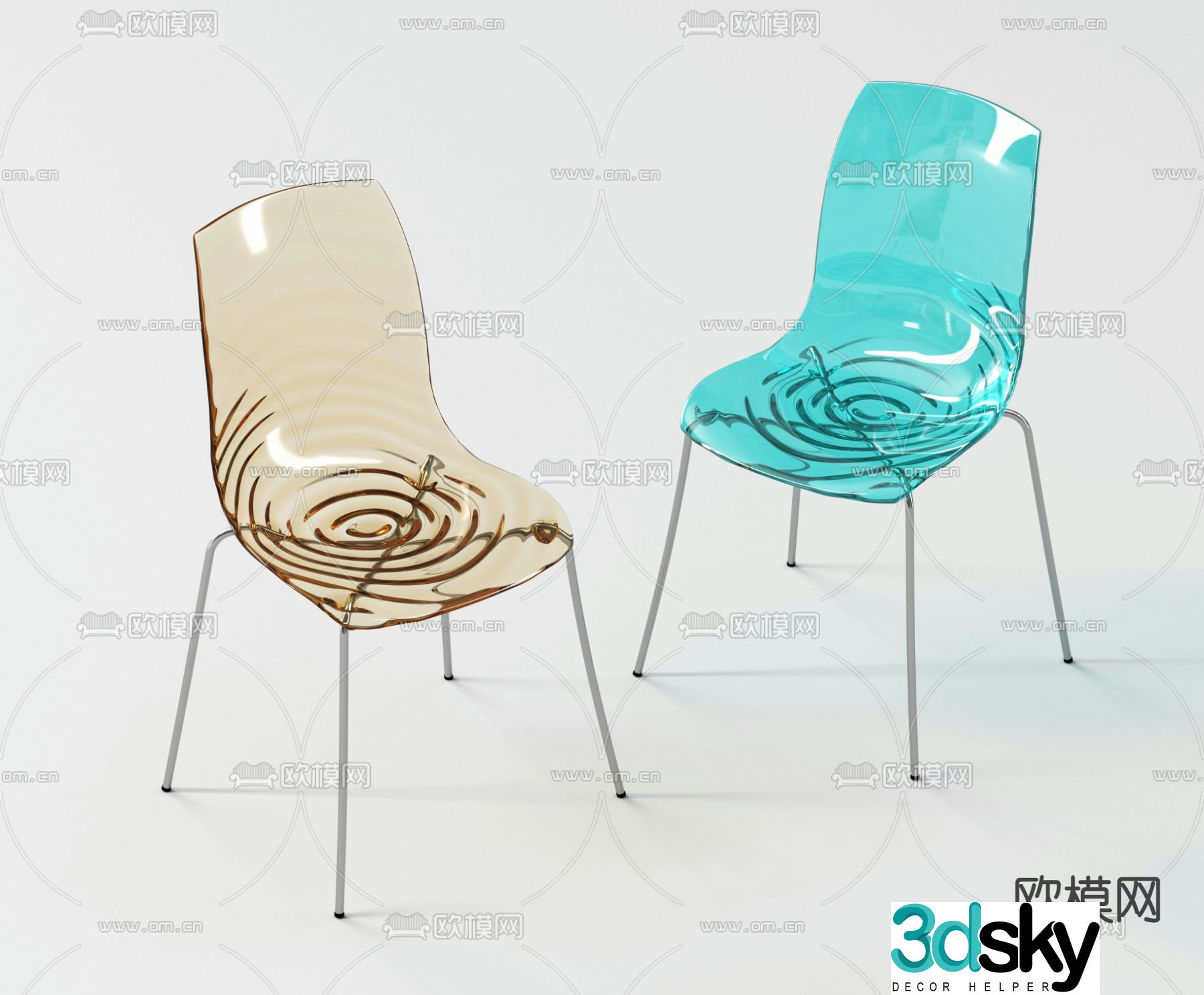 Calligaris acrylic single chair dining chair 3d model