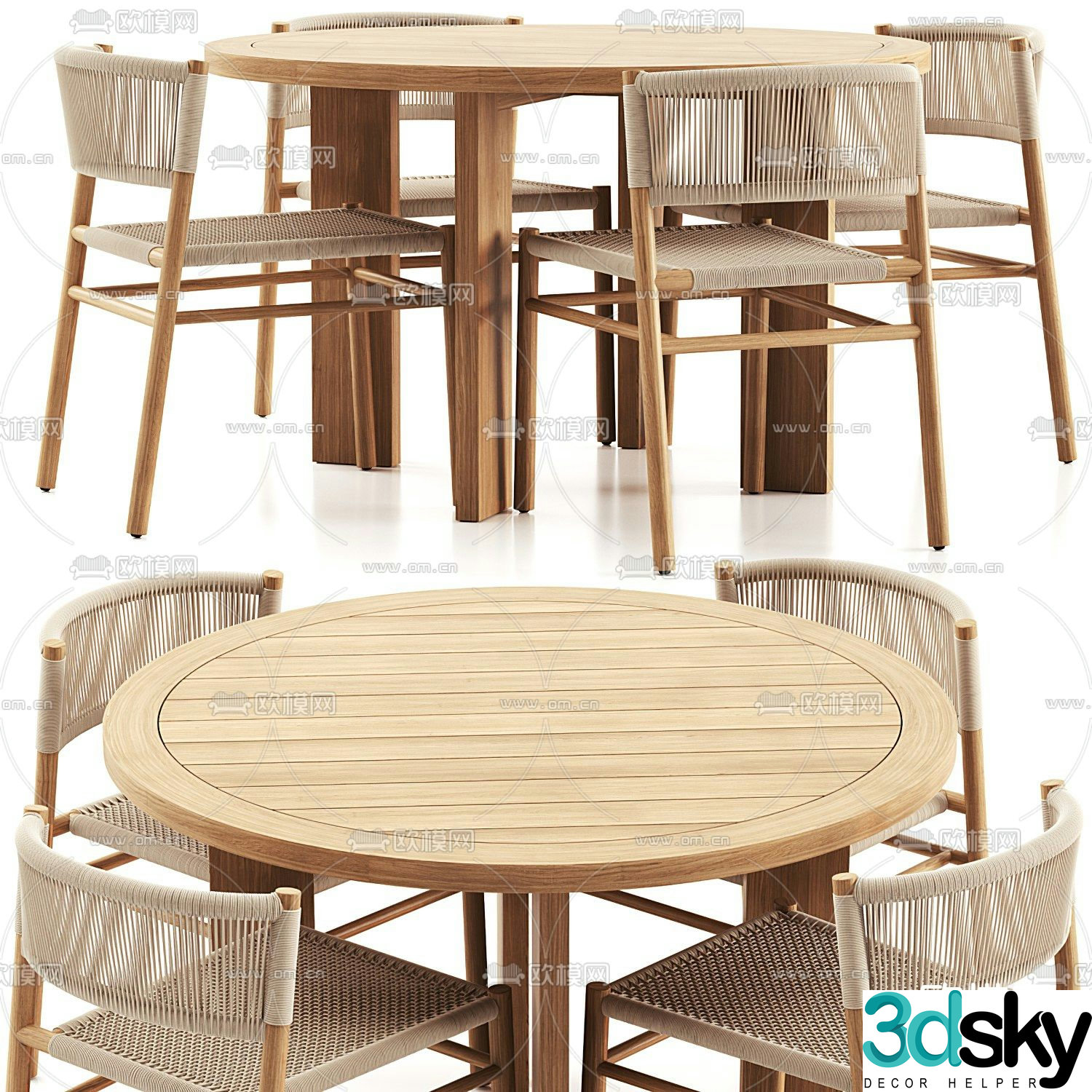 MISSANA rattan dining table and chairs 3d model