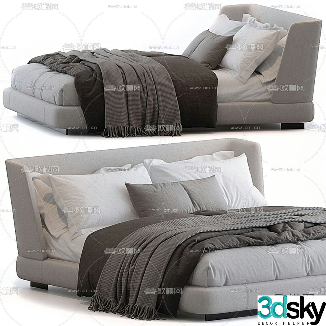 Minotti double bed 3d model