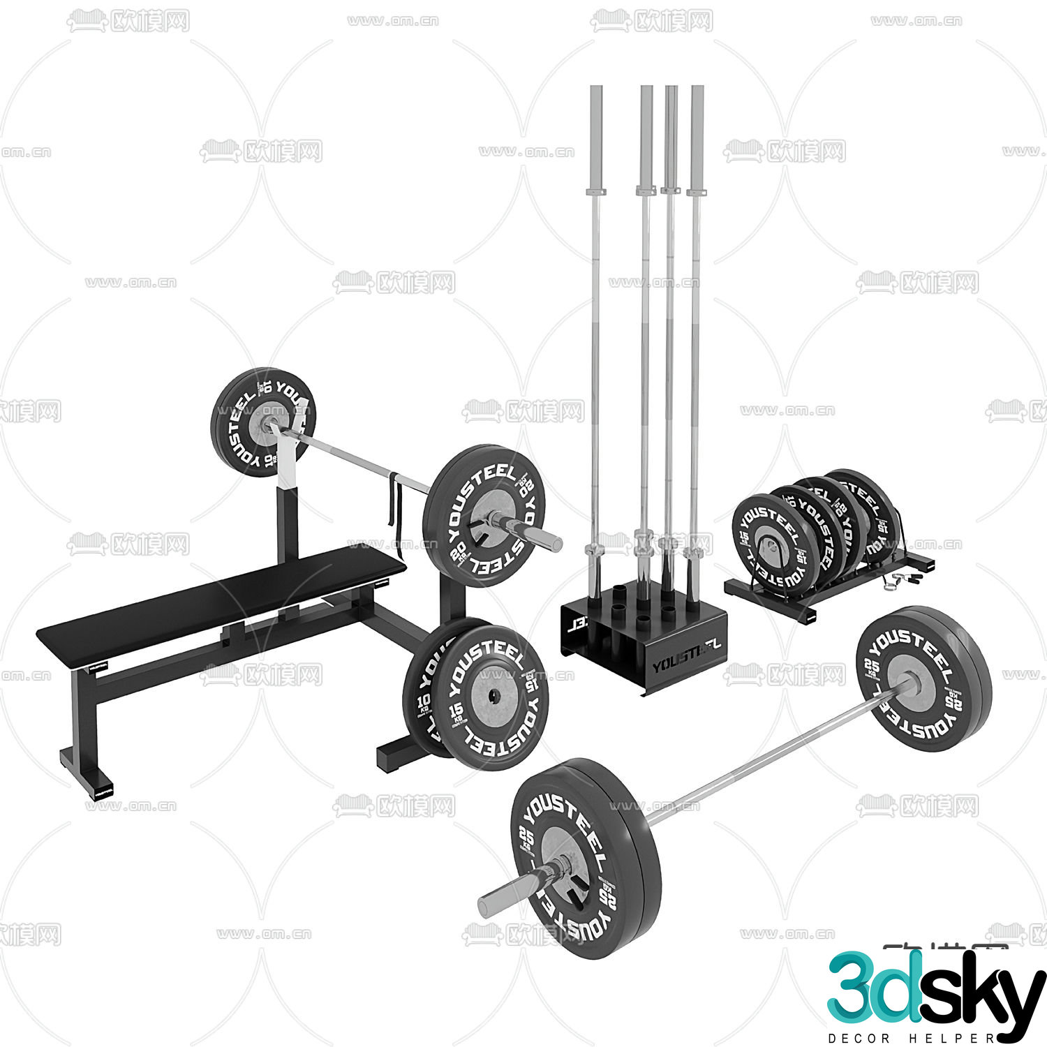 Modern fitness exercise equipment 33d model