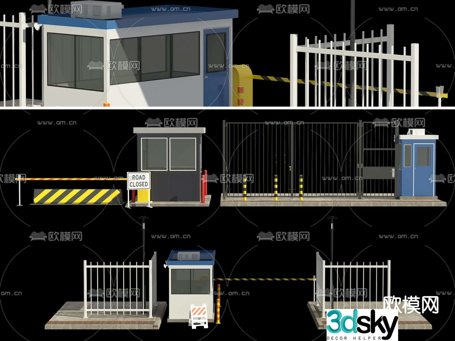 Guardhouse door railing gate 3d model