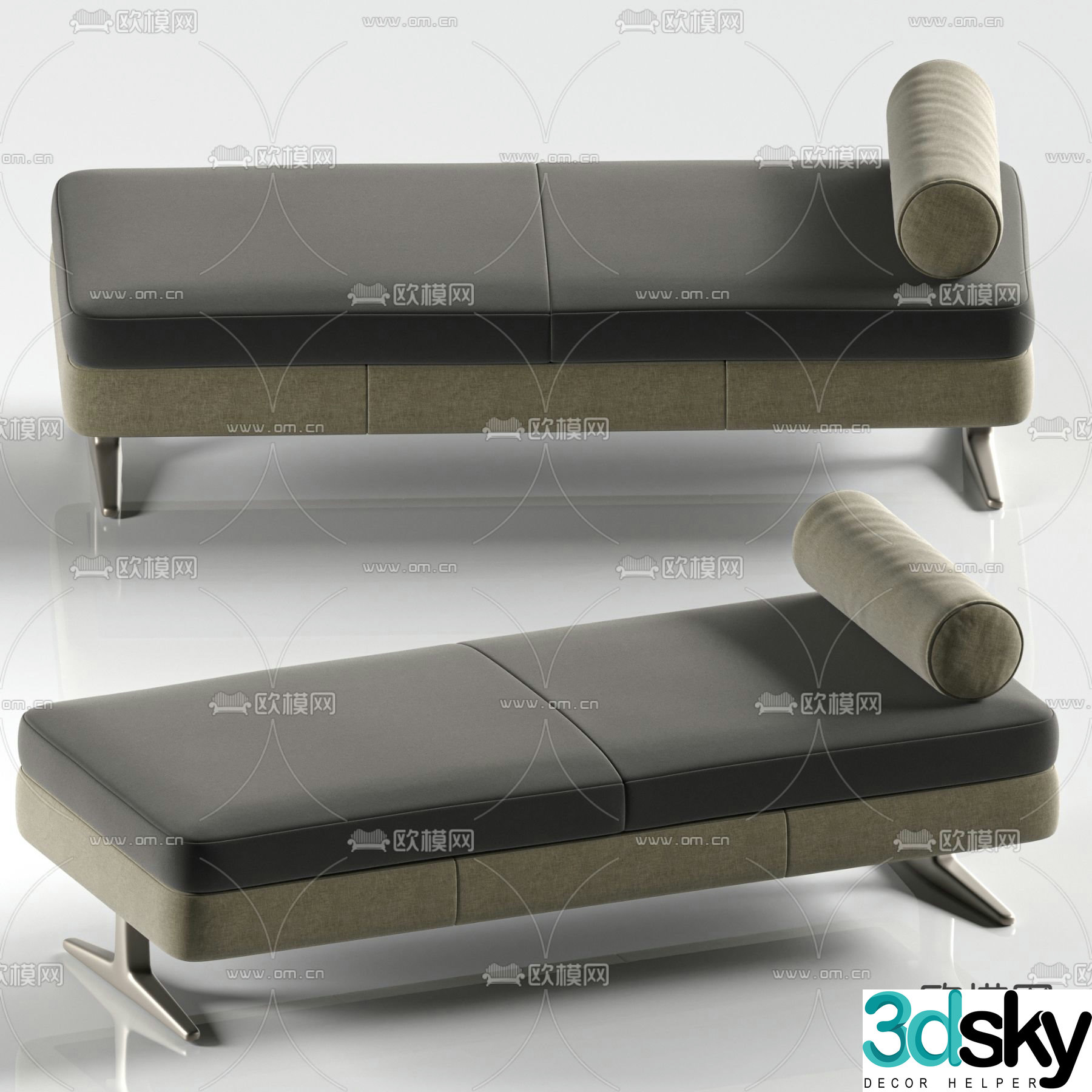 Minotti bed end stool footrest 3d model