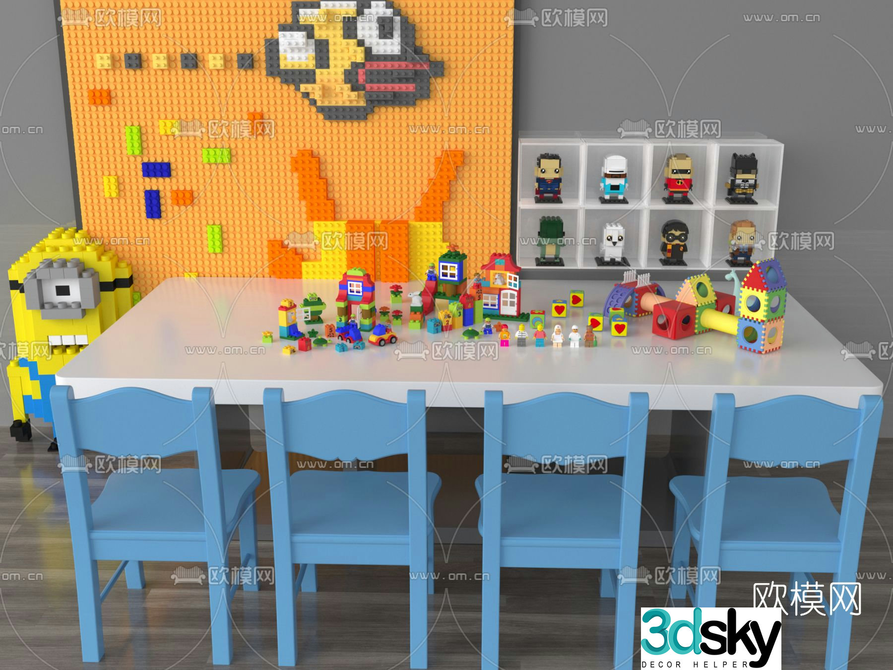 Modern children’s table and chair 3d model