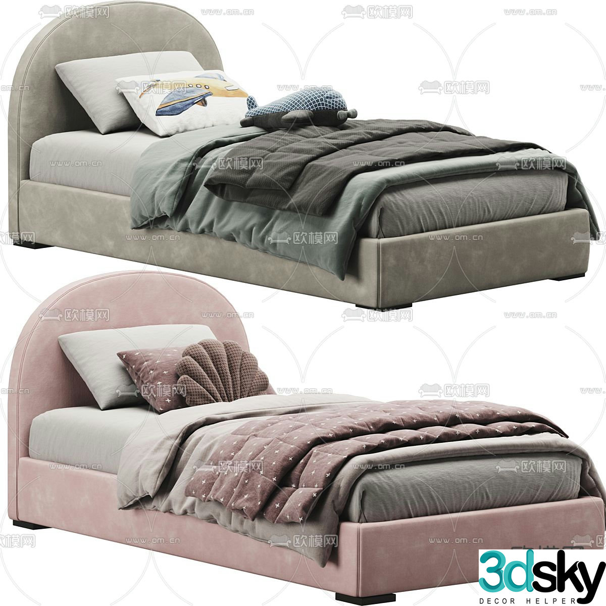 Nordic children’s bed single bed 3d model