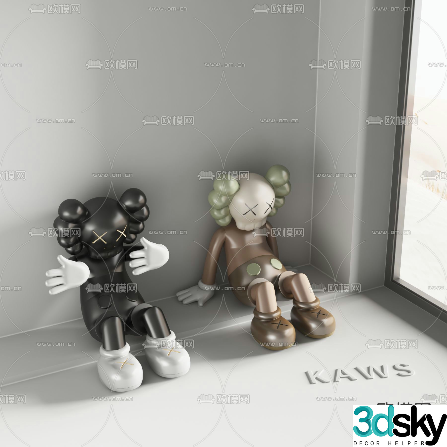 KAWS sitting sculpture ornaments 3D model