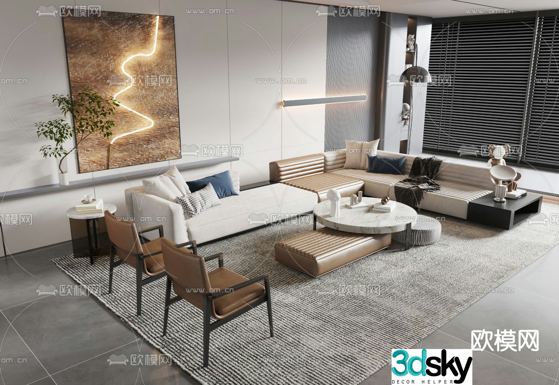 Minotti modular sofa 3d model