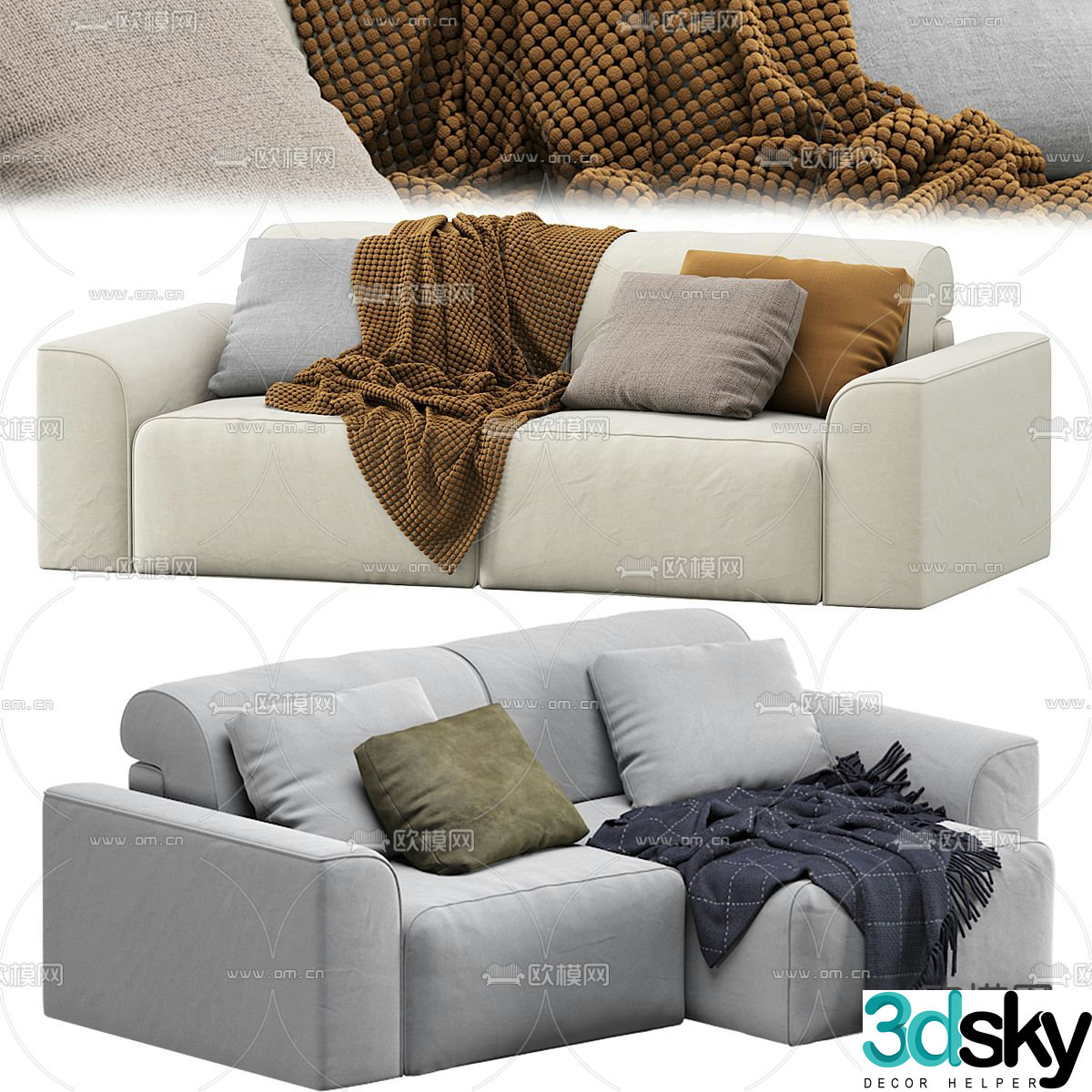 Cor double sofa upholstered sofa 3d model