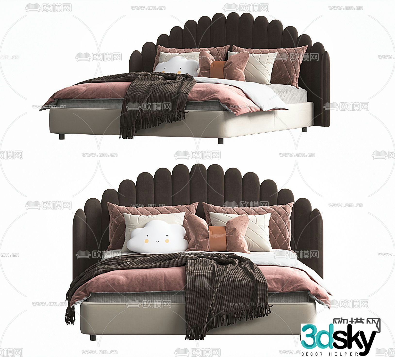 Modern children’s double bed 3d model