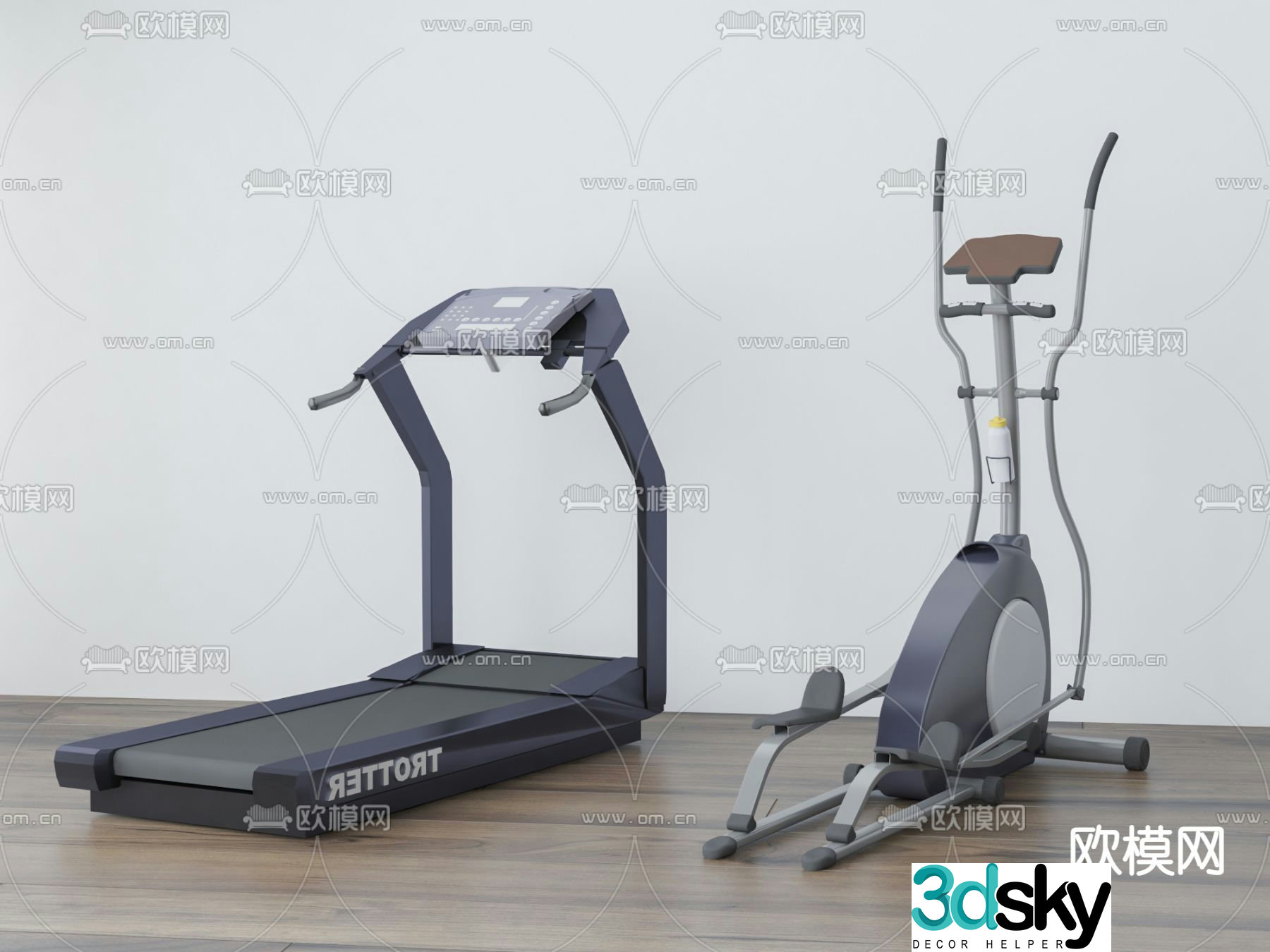 Treadmill fitness equipment 3d model