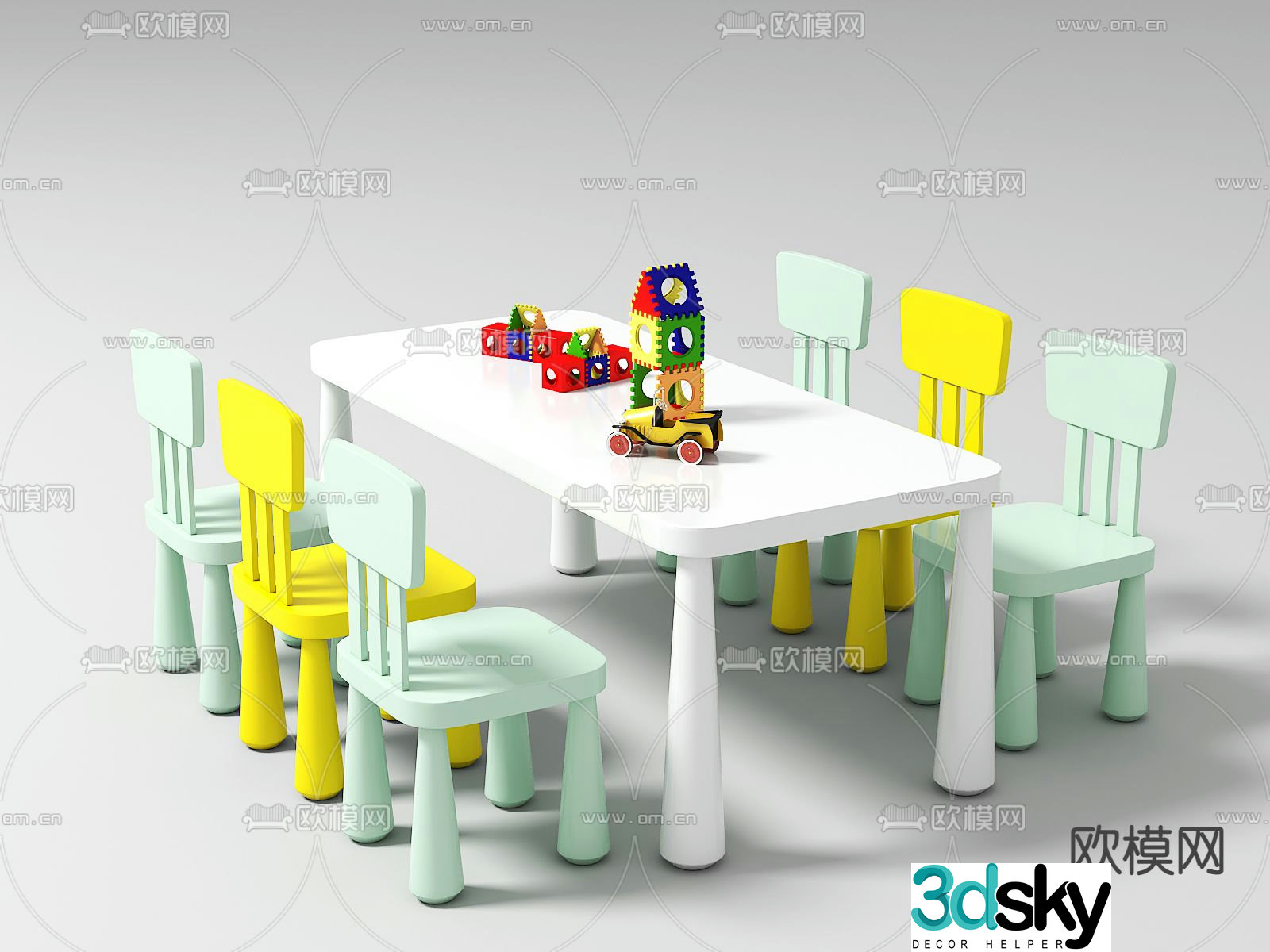 Children’s table and chair 3d model