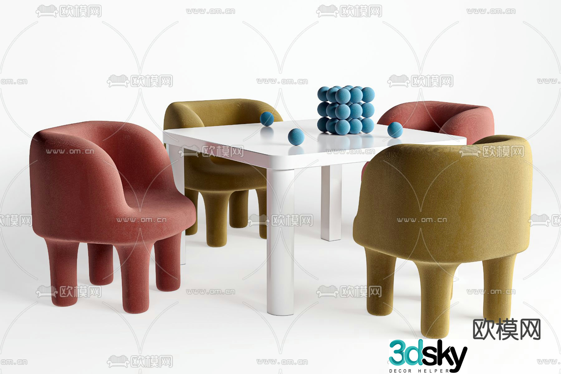 Modern children’s table and chair 3d model