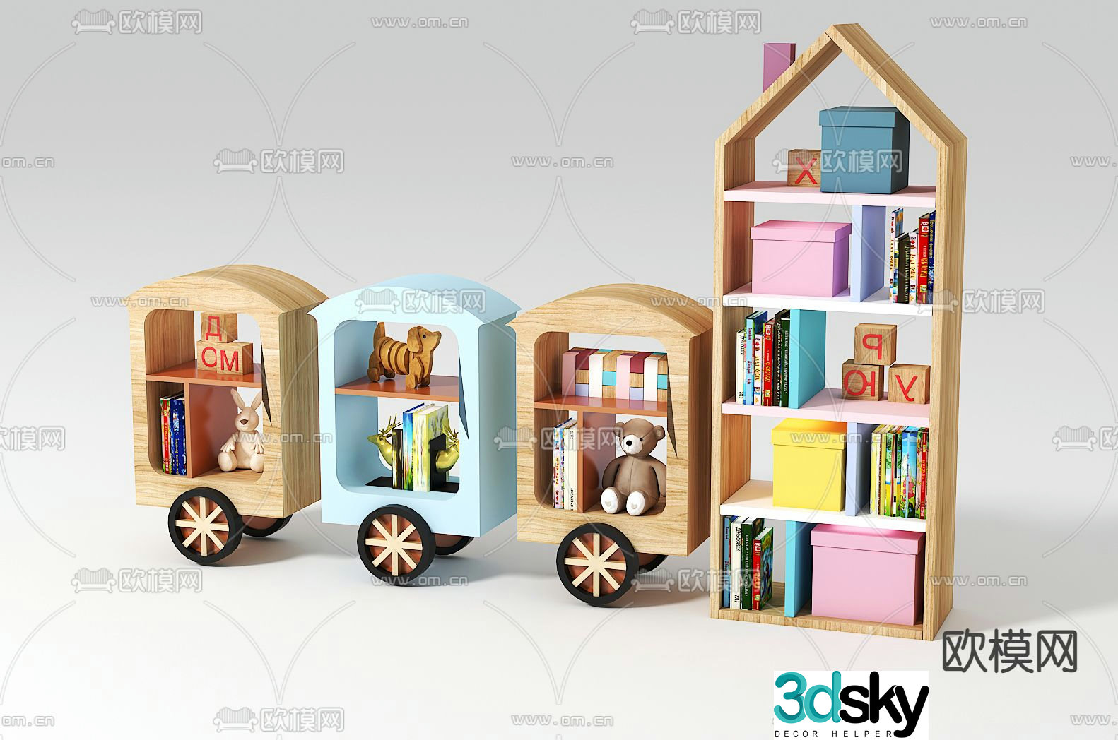 Children’s train toy cabinet 3d model