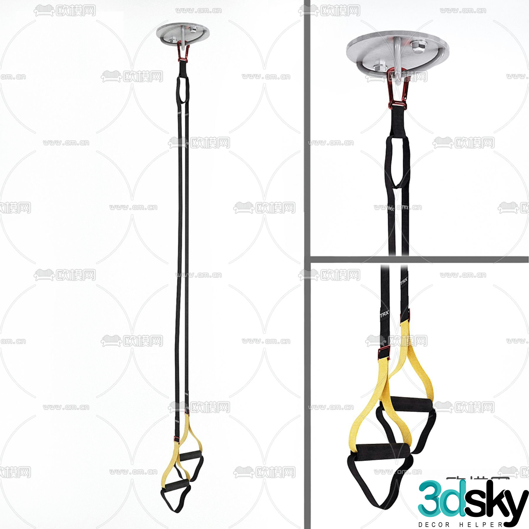 Rings fitness equipment 3d model