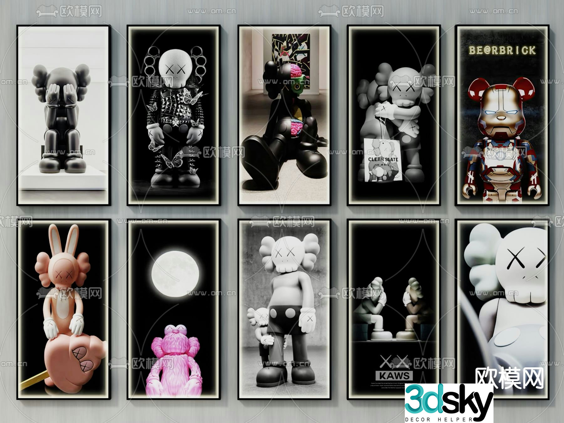 KAWS decorative painting hanging painting 3d model