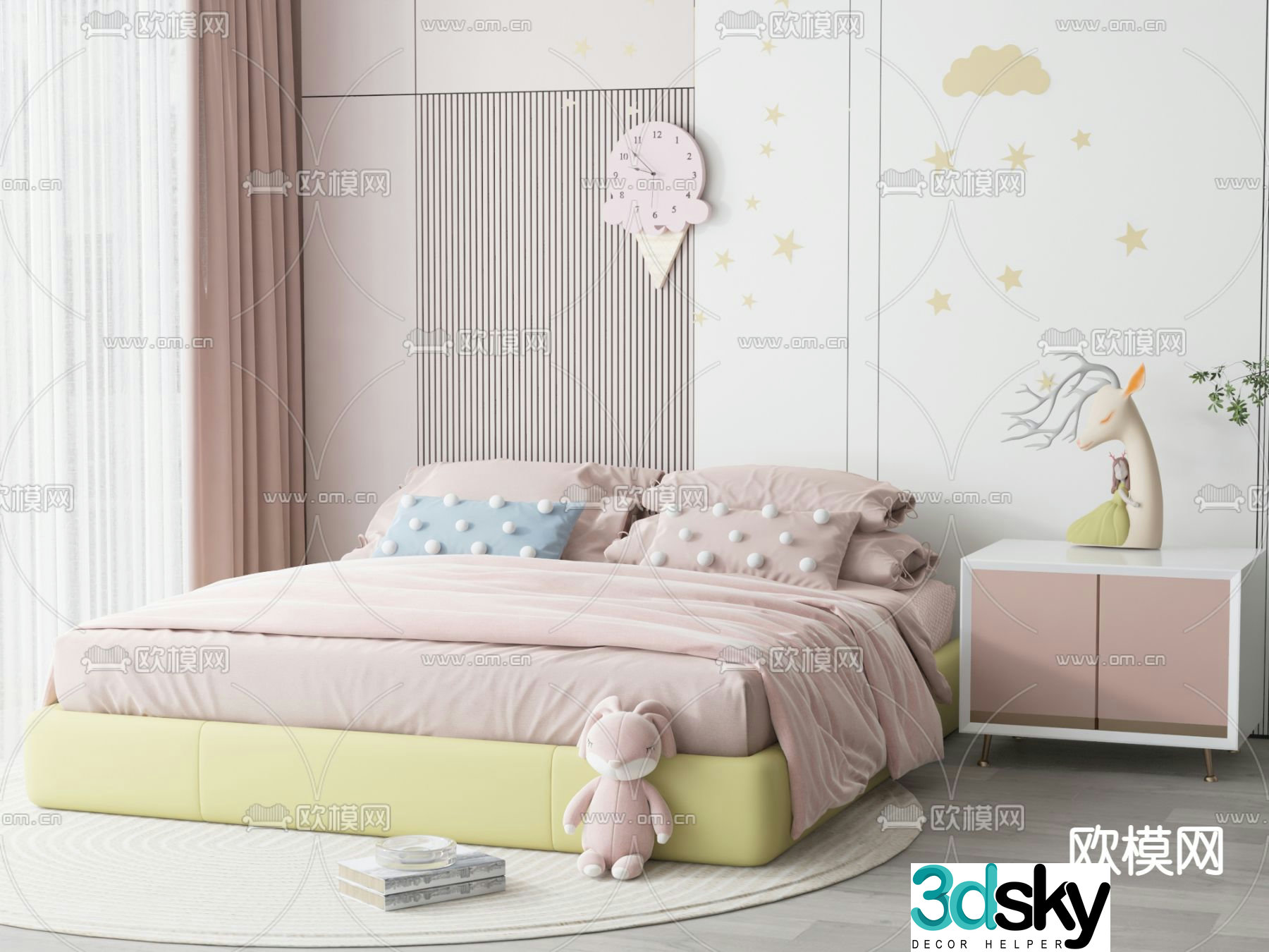 Modern children’s double bed 3d model
