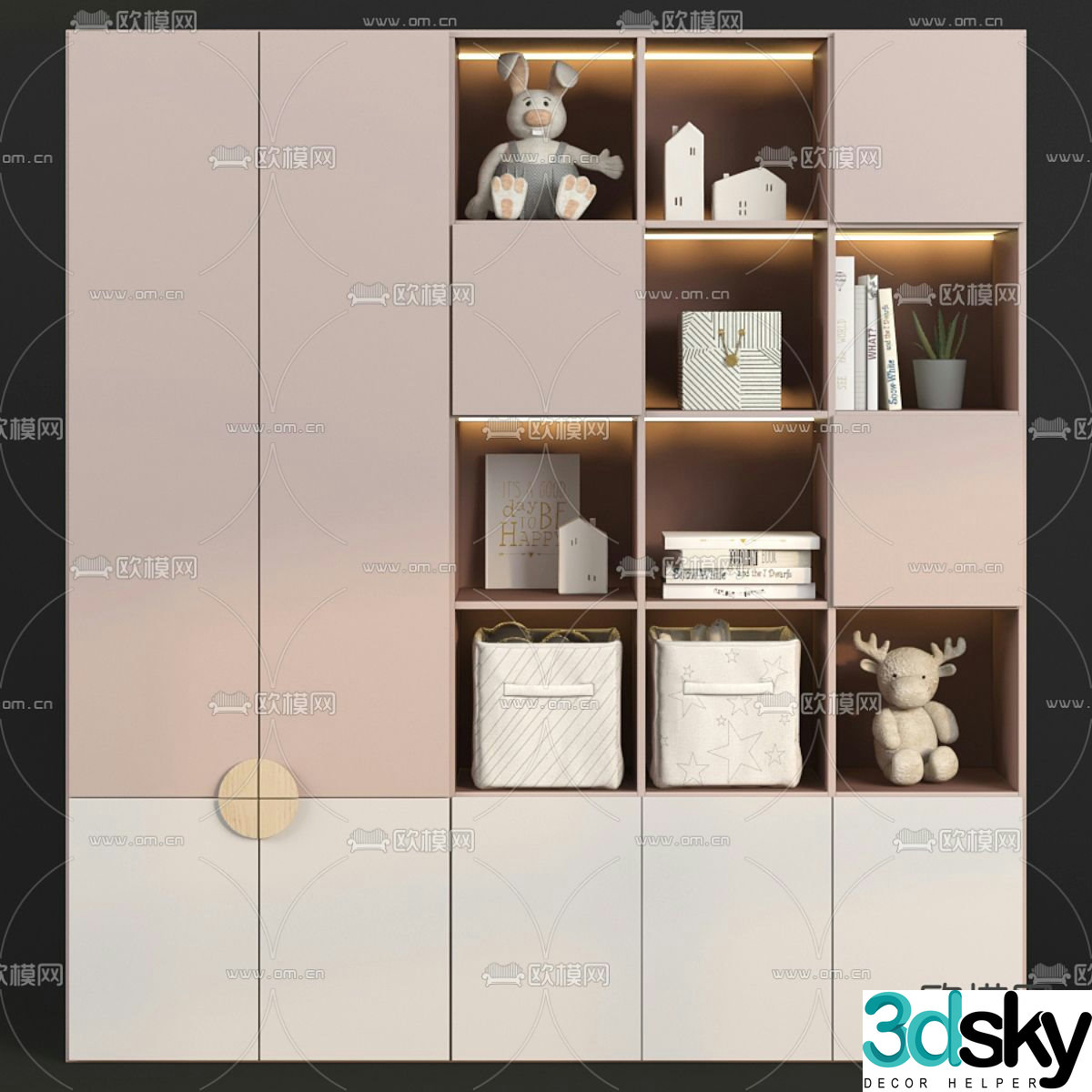 Modern children’s bookcase 3d model