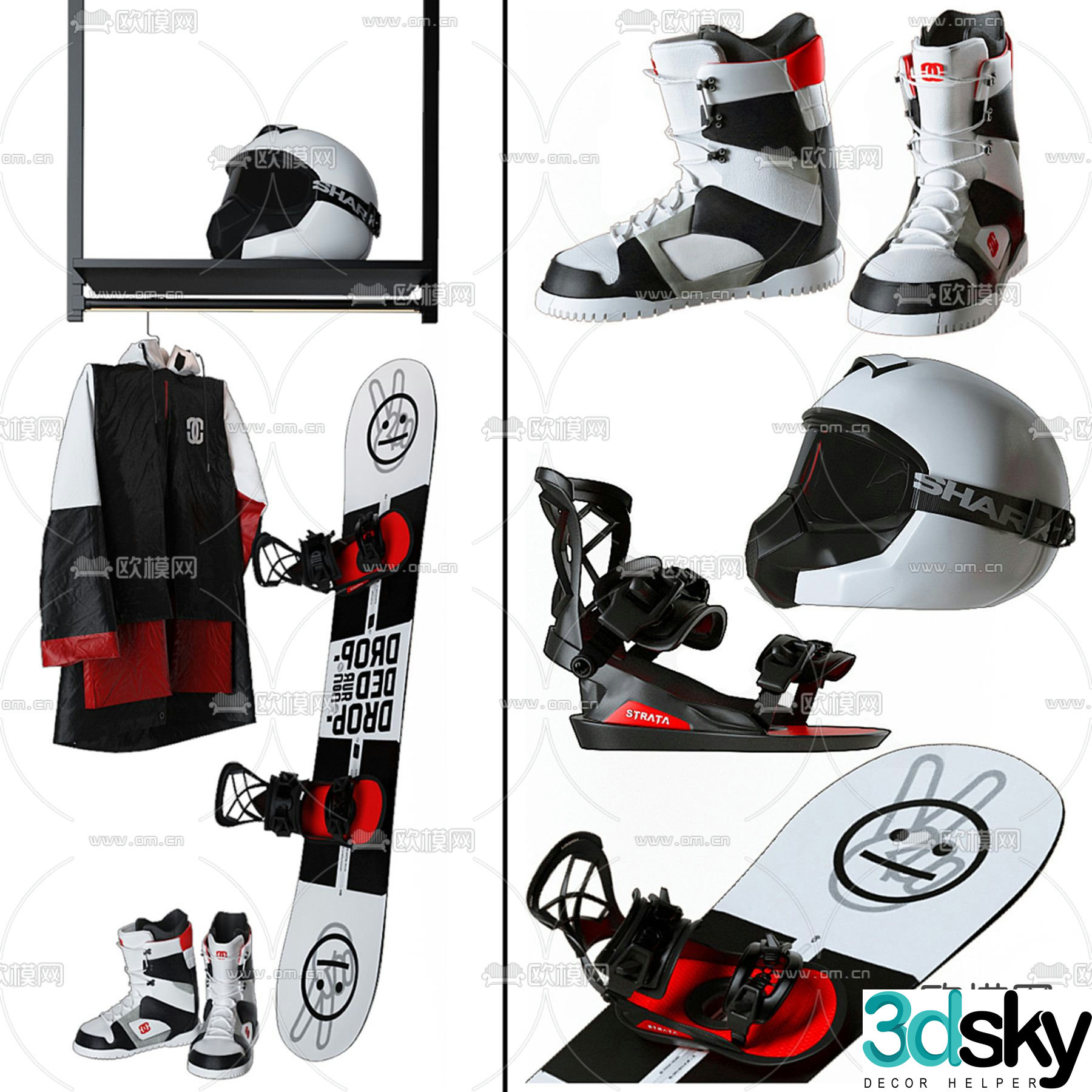 Snowboard ski suit 3d model
